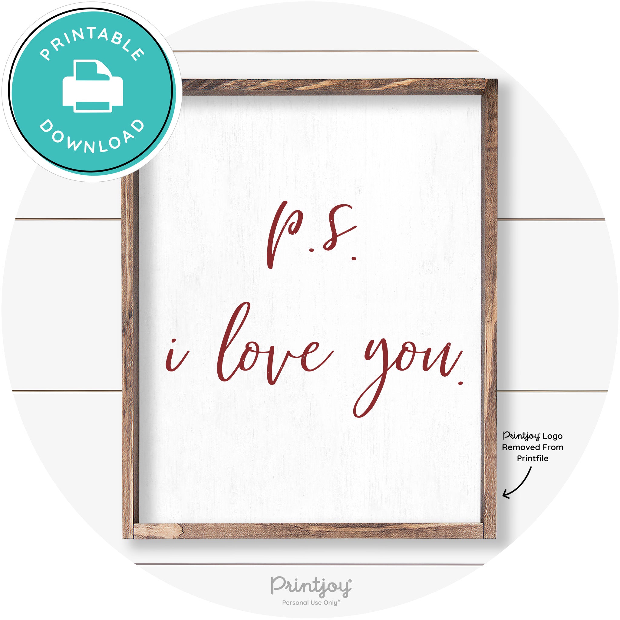P.S. I Love You Cute Couples Farmhouse Wall Art Decor Free Printable - Printjoy