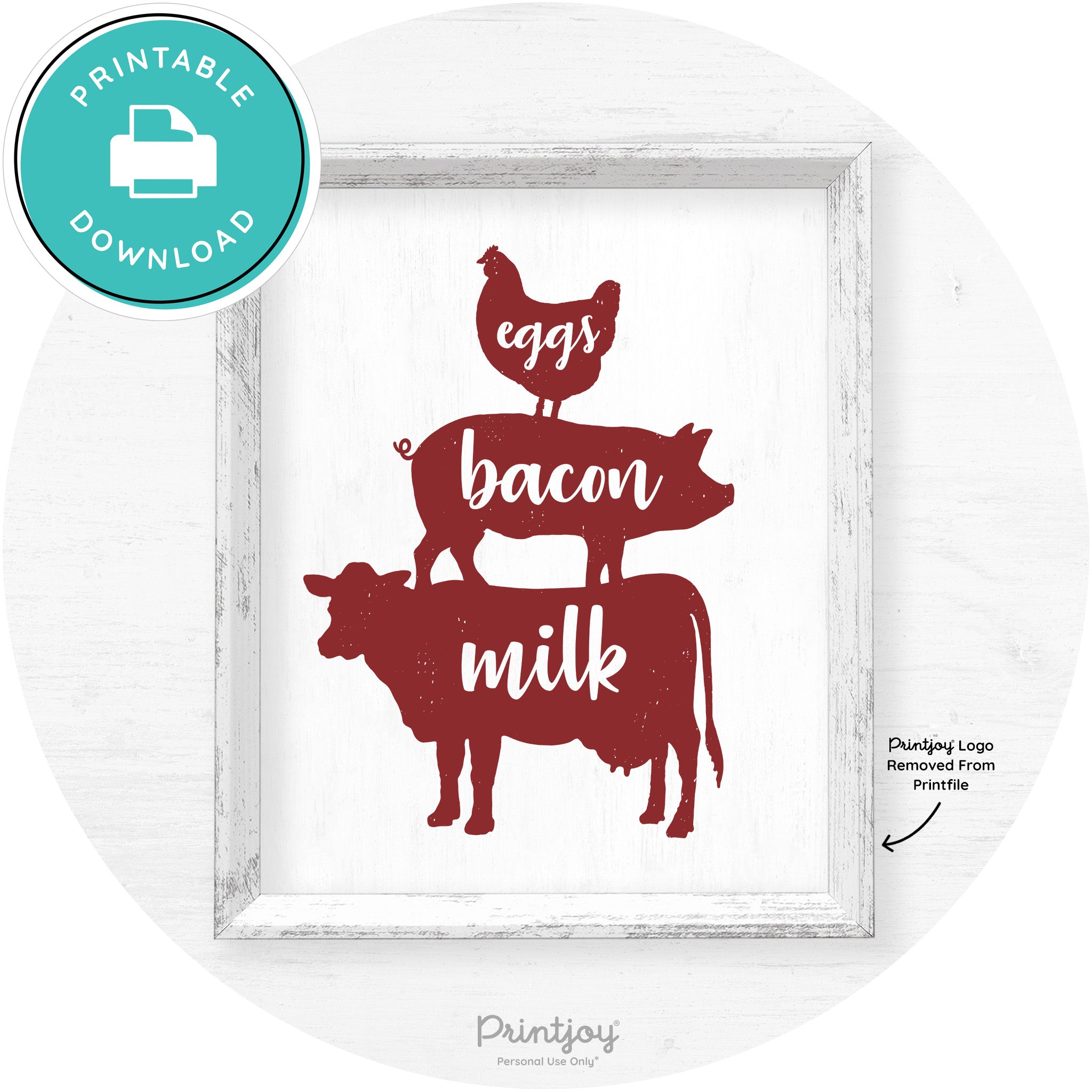 Stacked Farm Animals Eggs Bacon Milk Farmhouse Art Free Printable