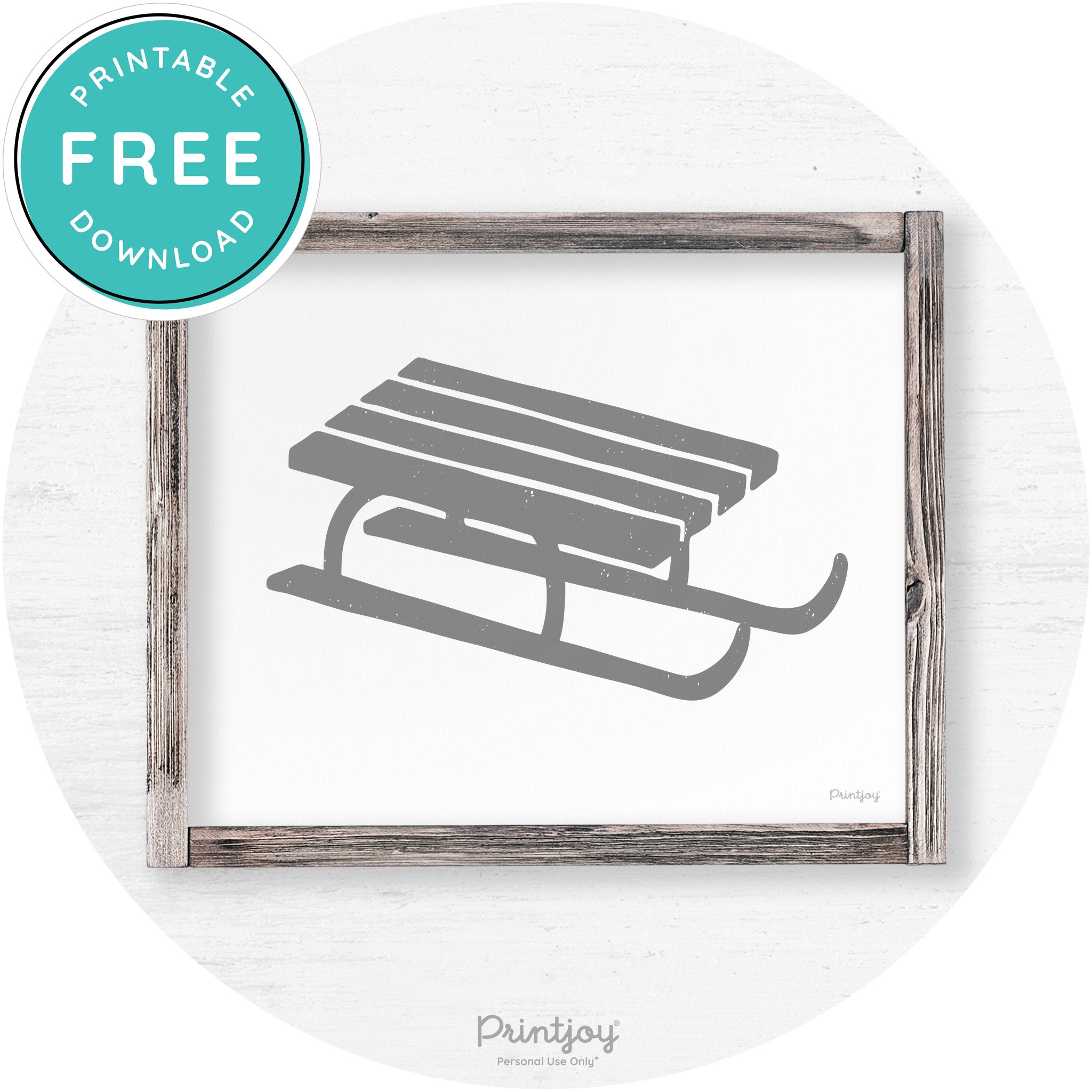 Winter Old Fashioned Sled Rustic Farmhouse Wall Art Free Printable - Printjoy