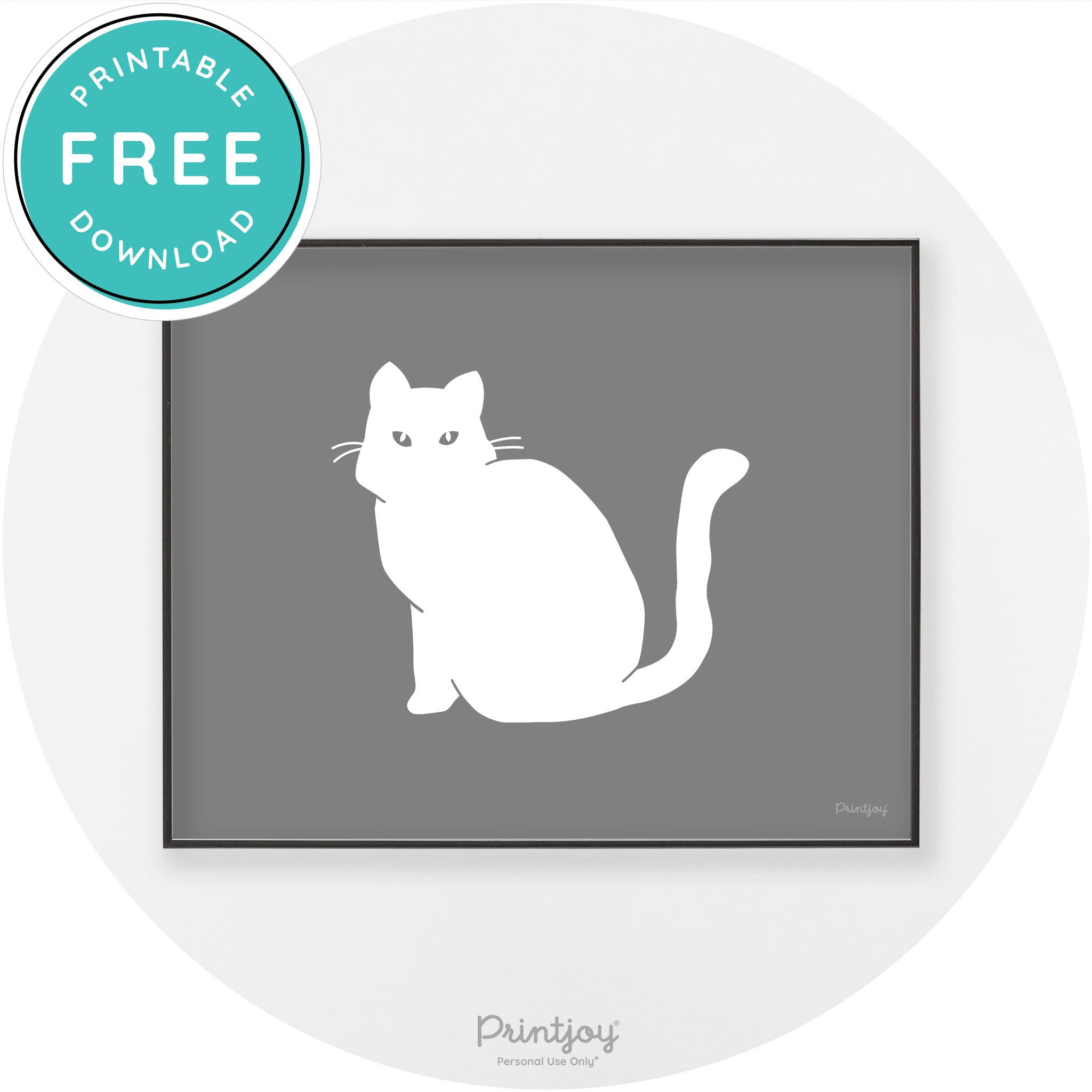 Halloween Spooky Cat Modern Chic Wall Art Decor Printable - Printjoy