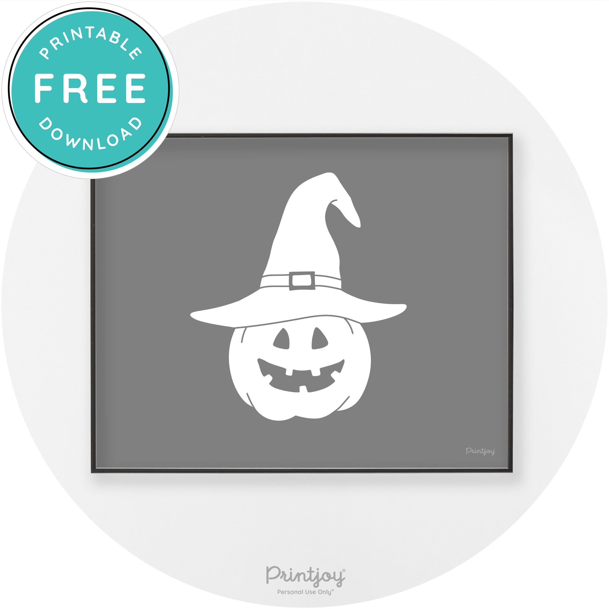 Halloween Cute Witch Jack O Lantern Chic Wall Art Printable - Printjoy