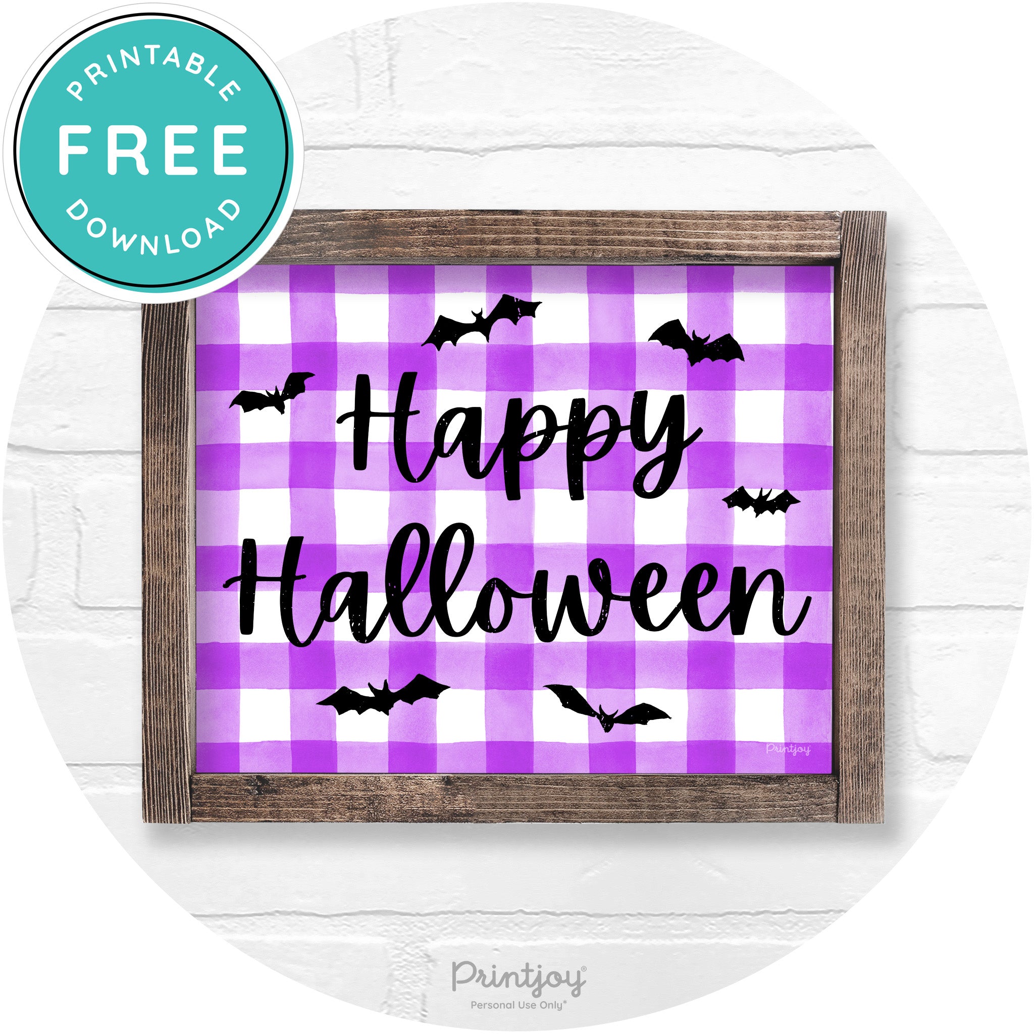 Happy Halloween Bats Rustic Farmhouse Wall Art Free Printable - Printjoy