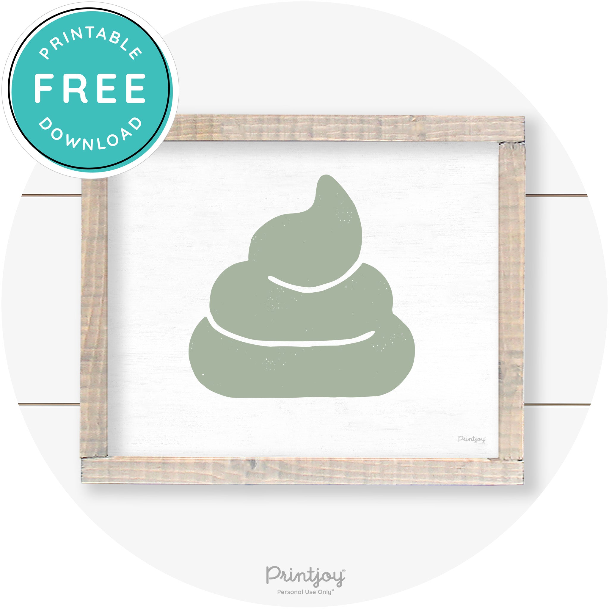 Poop Emoji Silhouette Funny Bathroom Sign Wall Art Free Printable - Printjoy