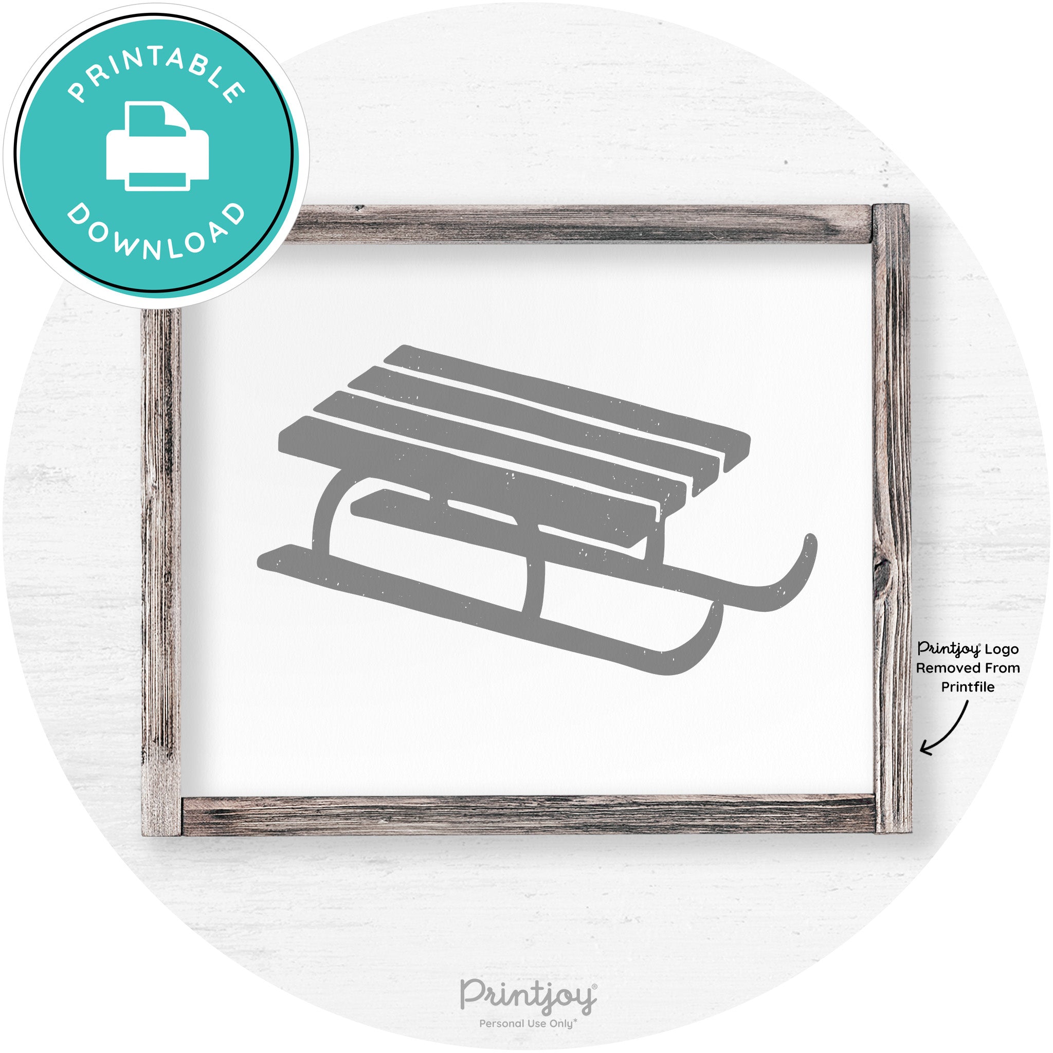 Winter Old Fashioned Sled Rustic Farmhouse Wall Art Free Printable - Printjoy