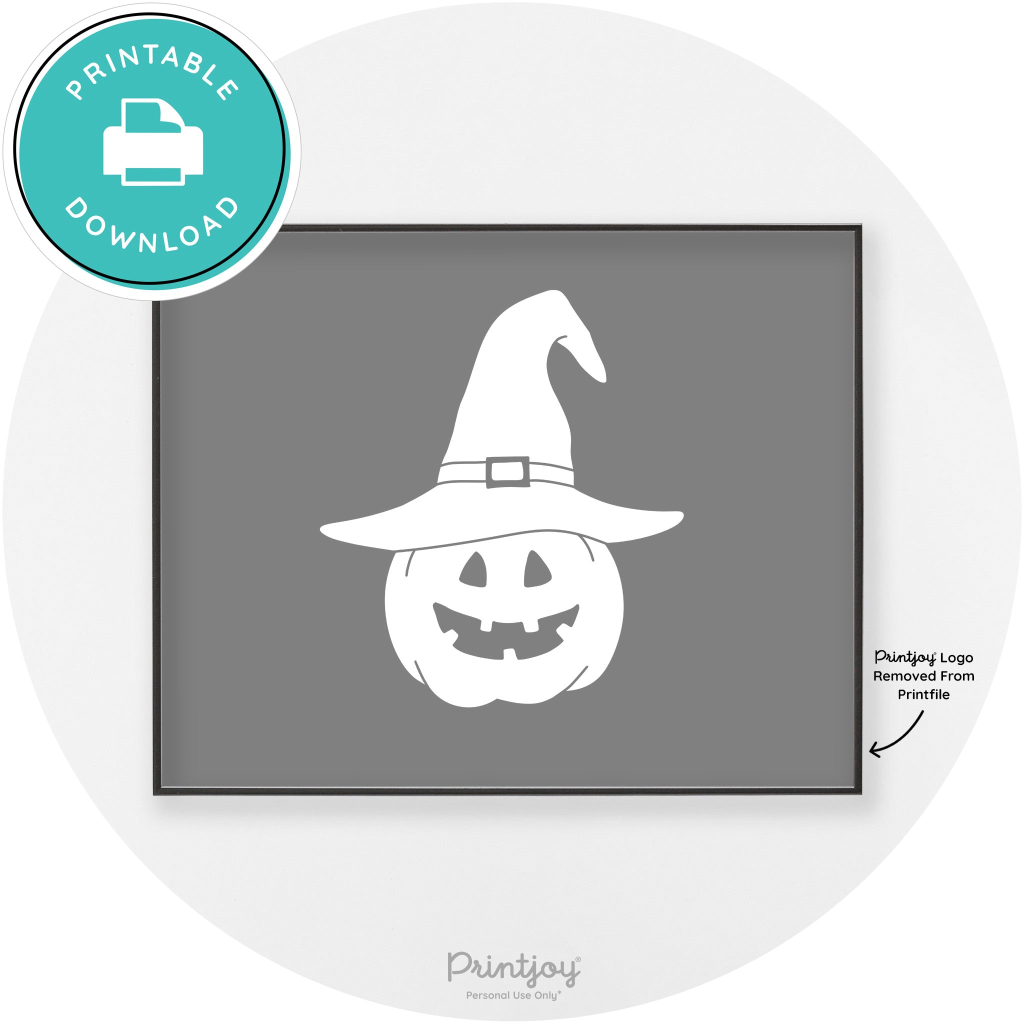 Halloween Cute Witch Jack O Lantern Chic Wall Art Printable - Printjoy