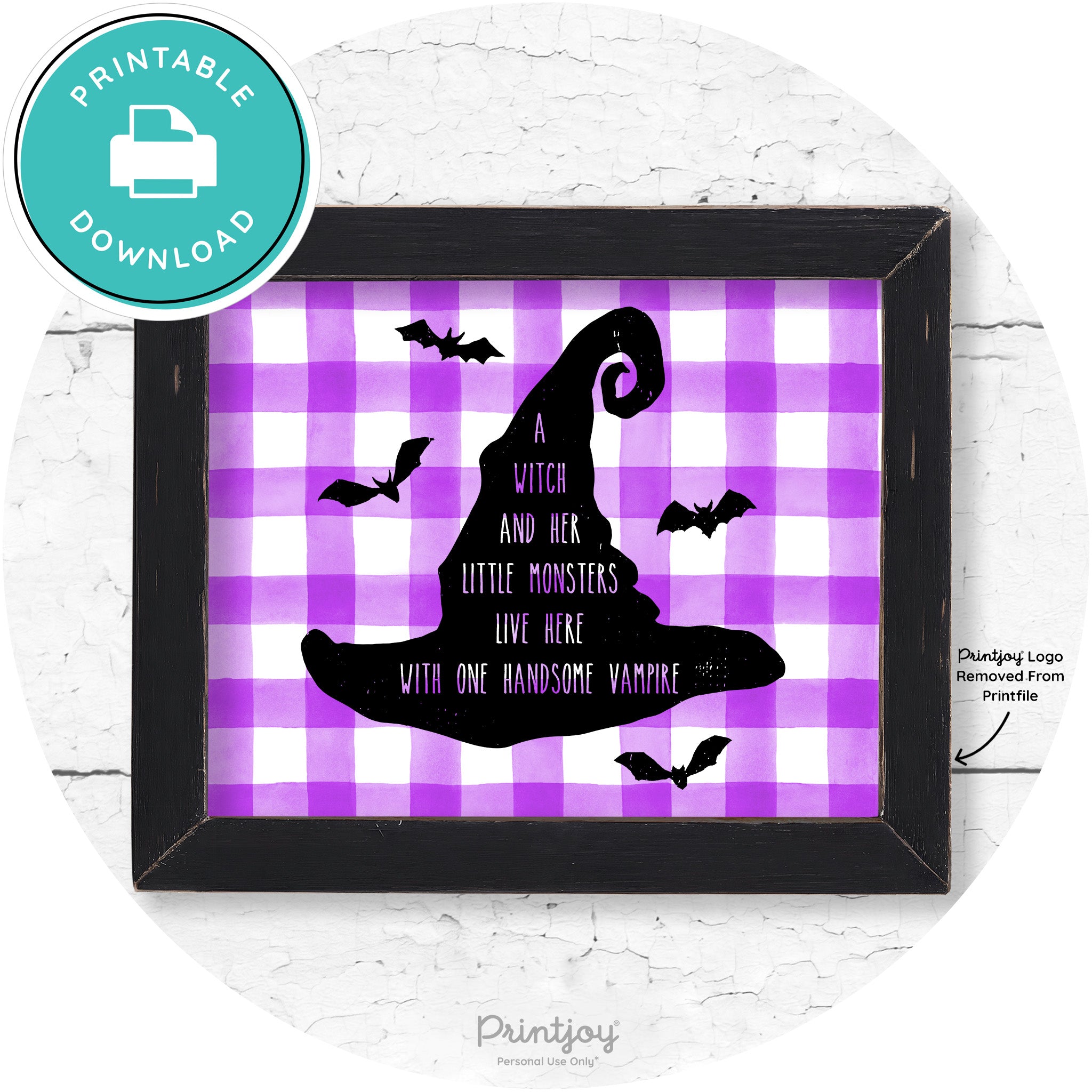 Fun Halloween Family Farmhouse Witch Hat Wall Art Free Printable - Printjoy