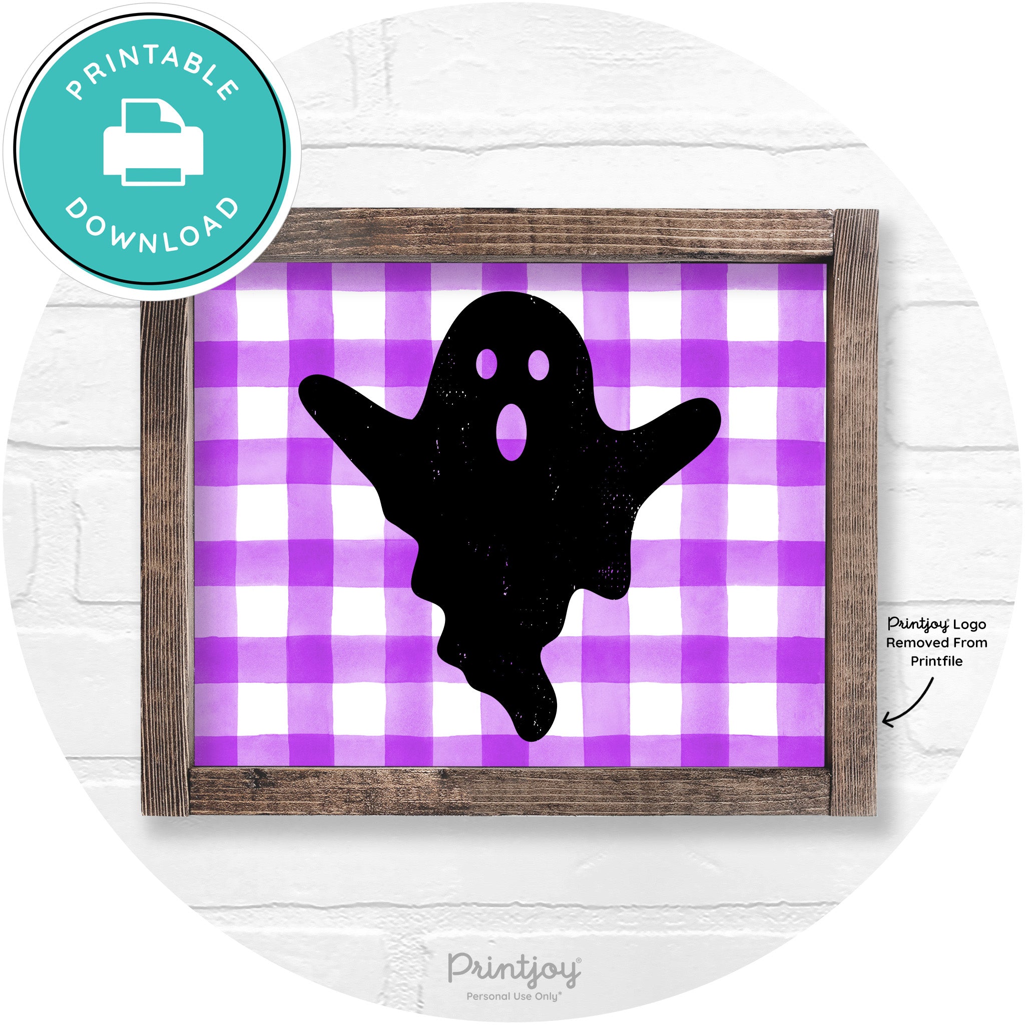 Halloween Cute Ghost Rustic Farmhouse Wall Art Free Printable - Printjoy