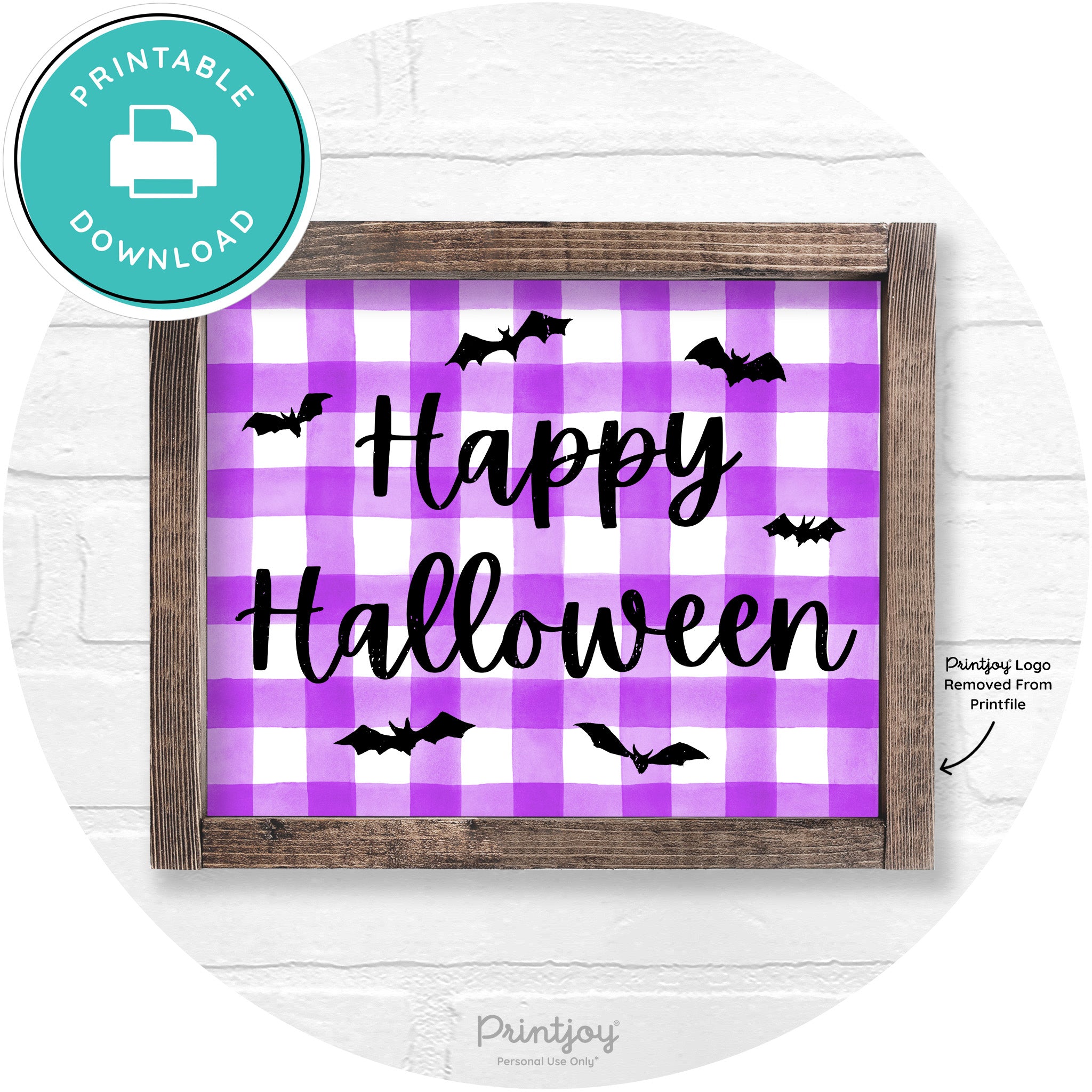 Happy Halloween Bats Rustic Farmhouse Wall Art Free Printable - Printjoy