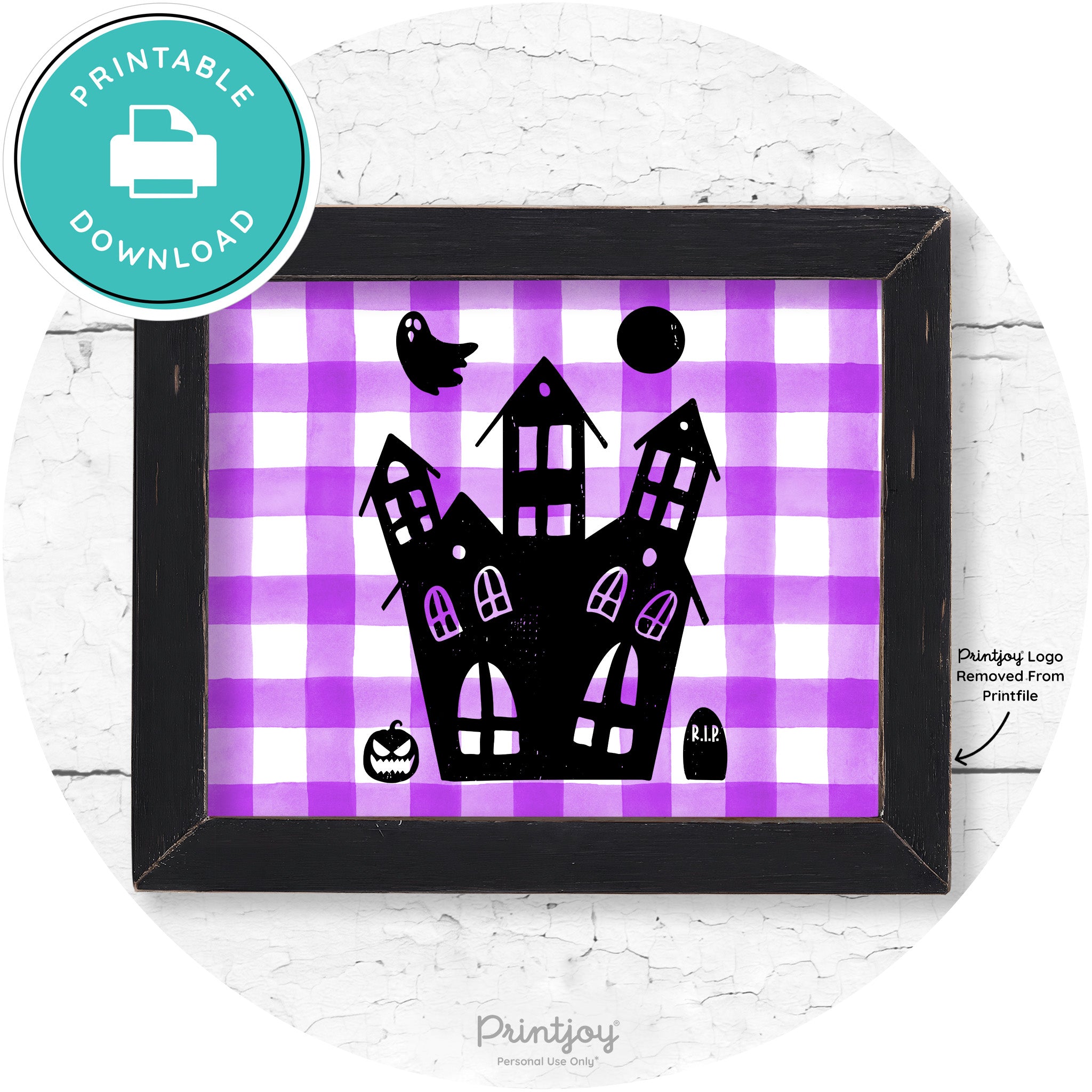Fun Cute Haunted House Farmhouse Halloween Wall Art Free Printable - Printjoy
