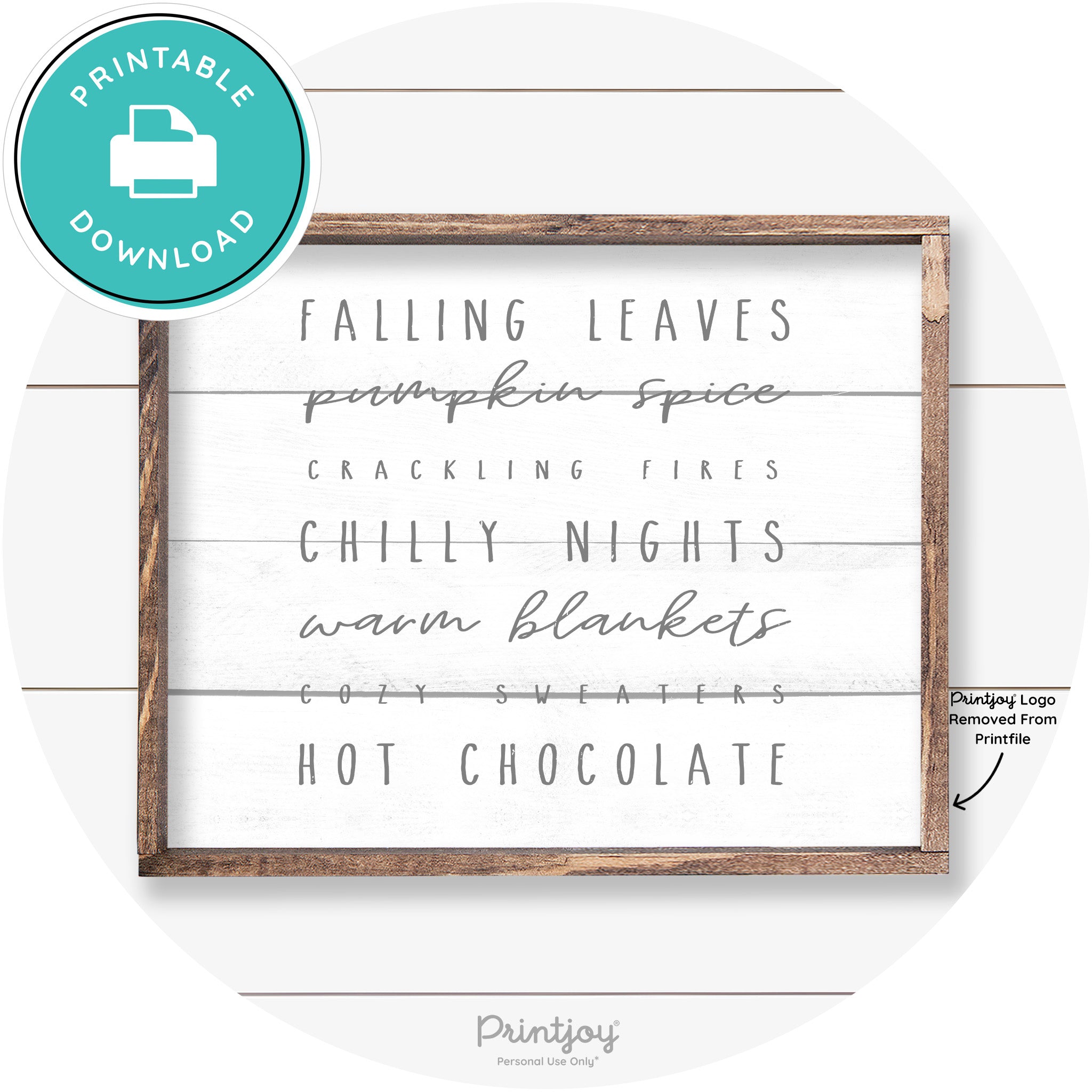 Fall Favorite Things Cute Farmhouse Autumn Wall Art Free Printable - Printjoy
