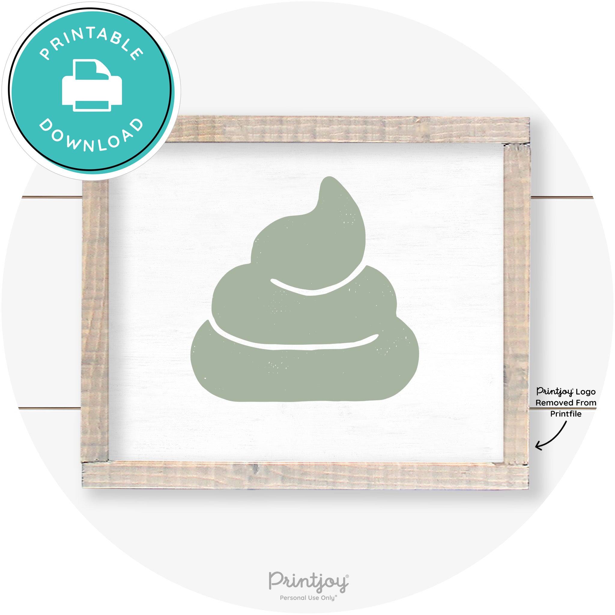 Poop Emoji Silhouette Funny Bathroom Sign Wall Art Free Printable - Printjoy