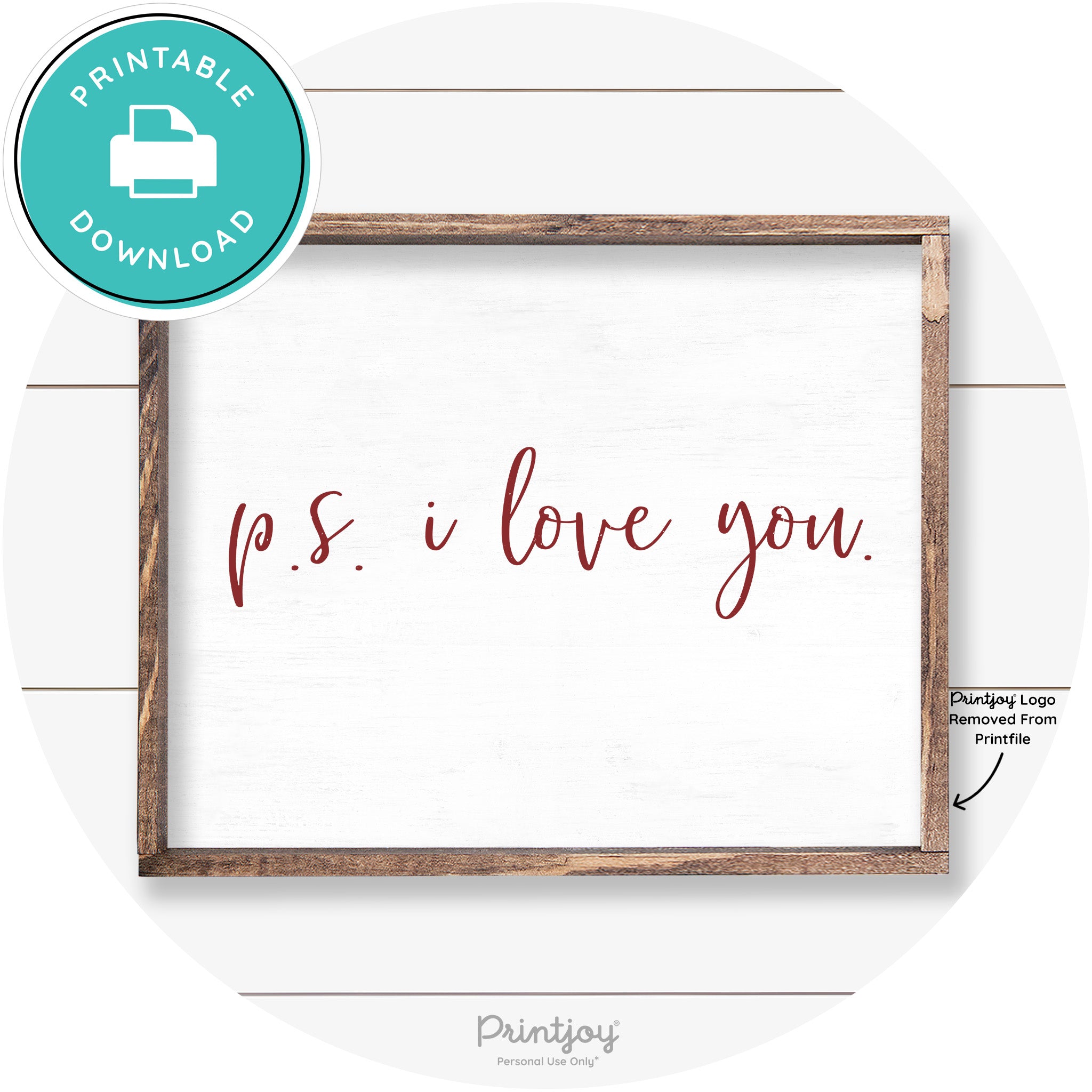P.S. I Love You Cute Couples Farmhouse Wall Art Decor Free Printable - Printjoy