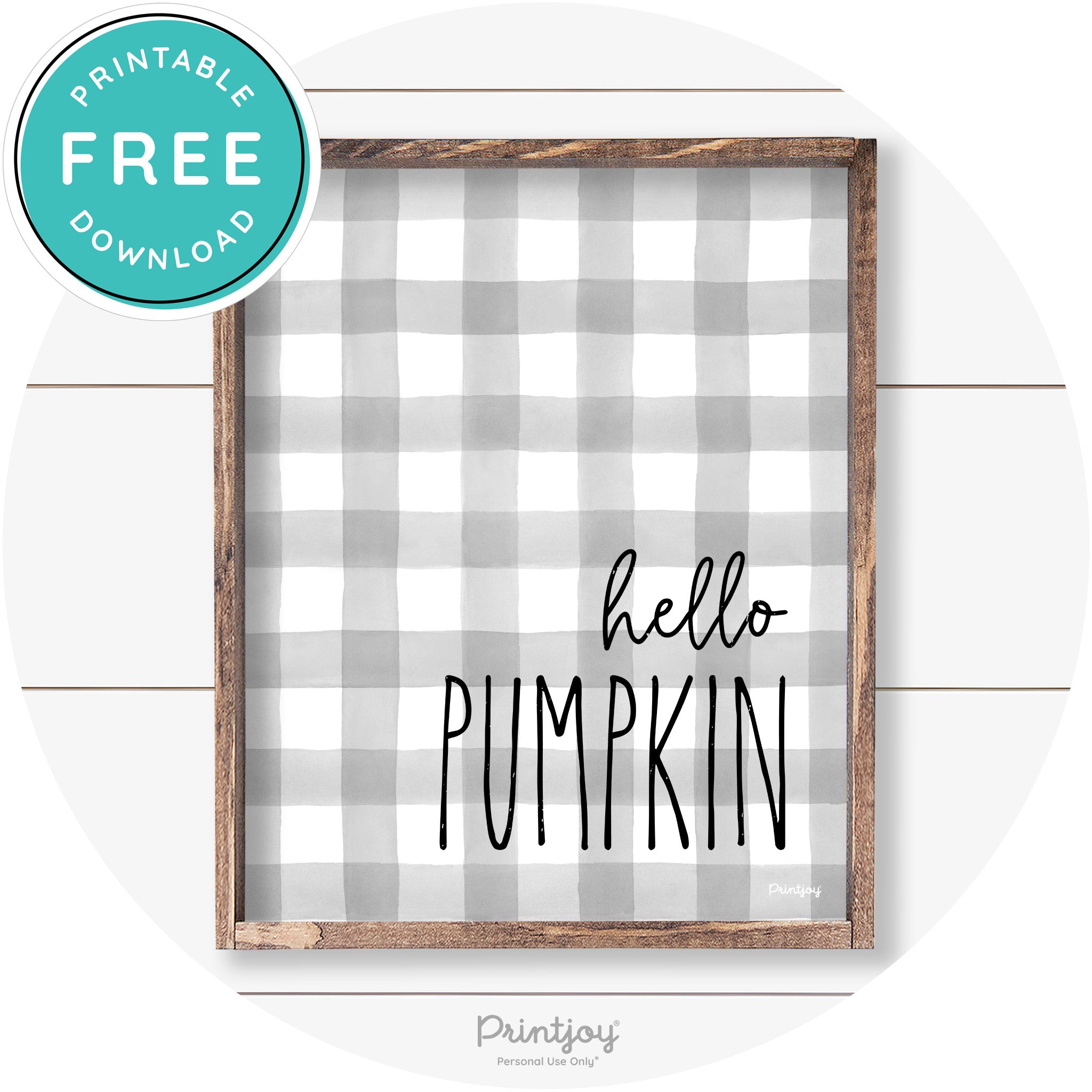Hello Pumpkin Cute Fun Simple Farmhouse Wall Art Free Printable - Printjoy