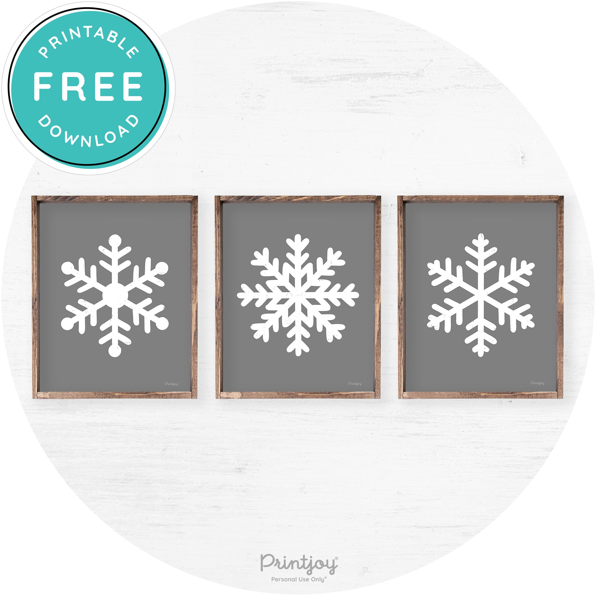 Snowflake Silhouettes Set Of 3 Christmas Farmhouse Art Free Printable - Printjoy