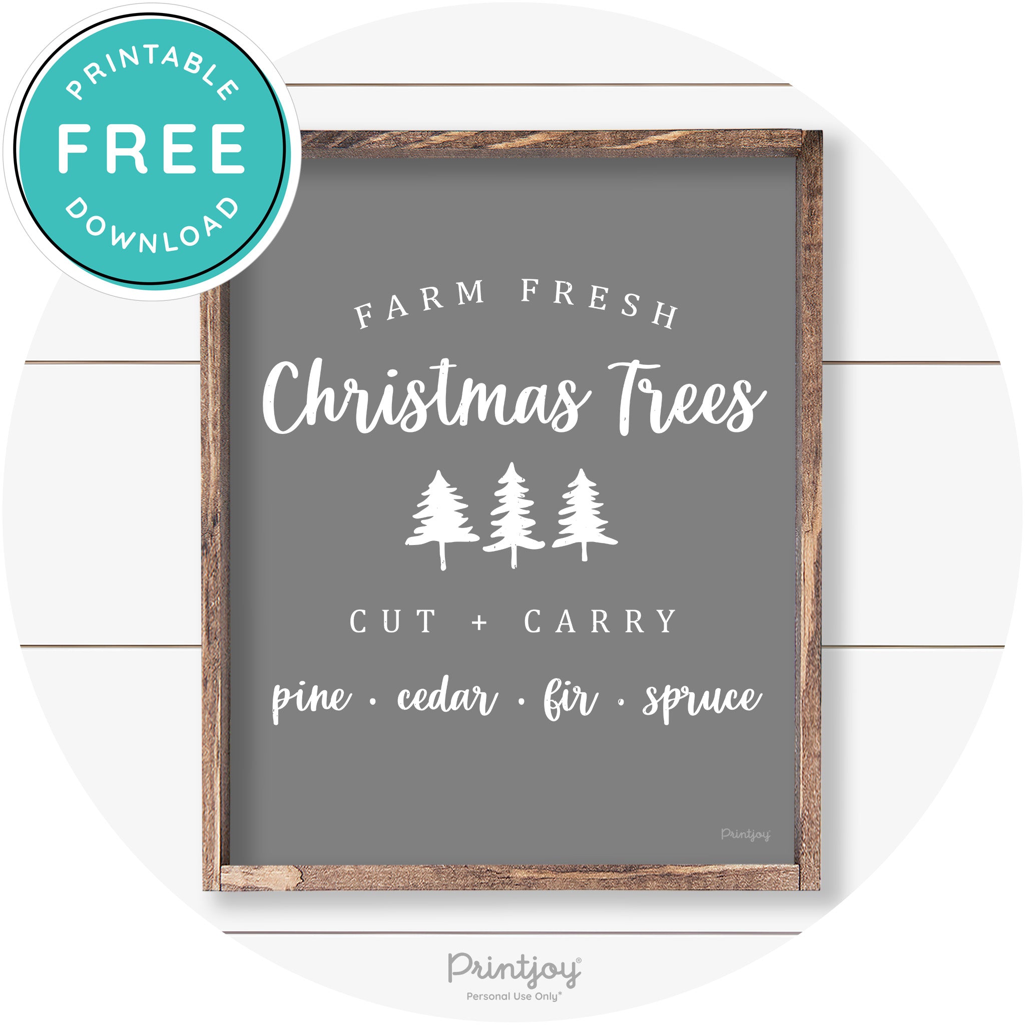 Farm Fresh Christmas Trees Rustic Farmhouse Wall Art Free Printable - Printjoy