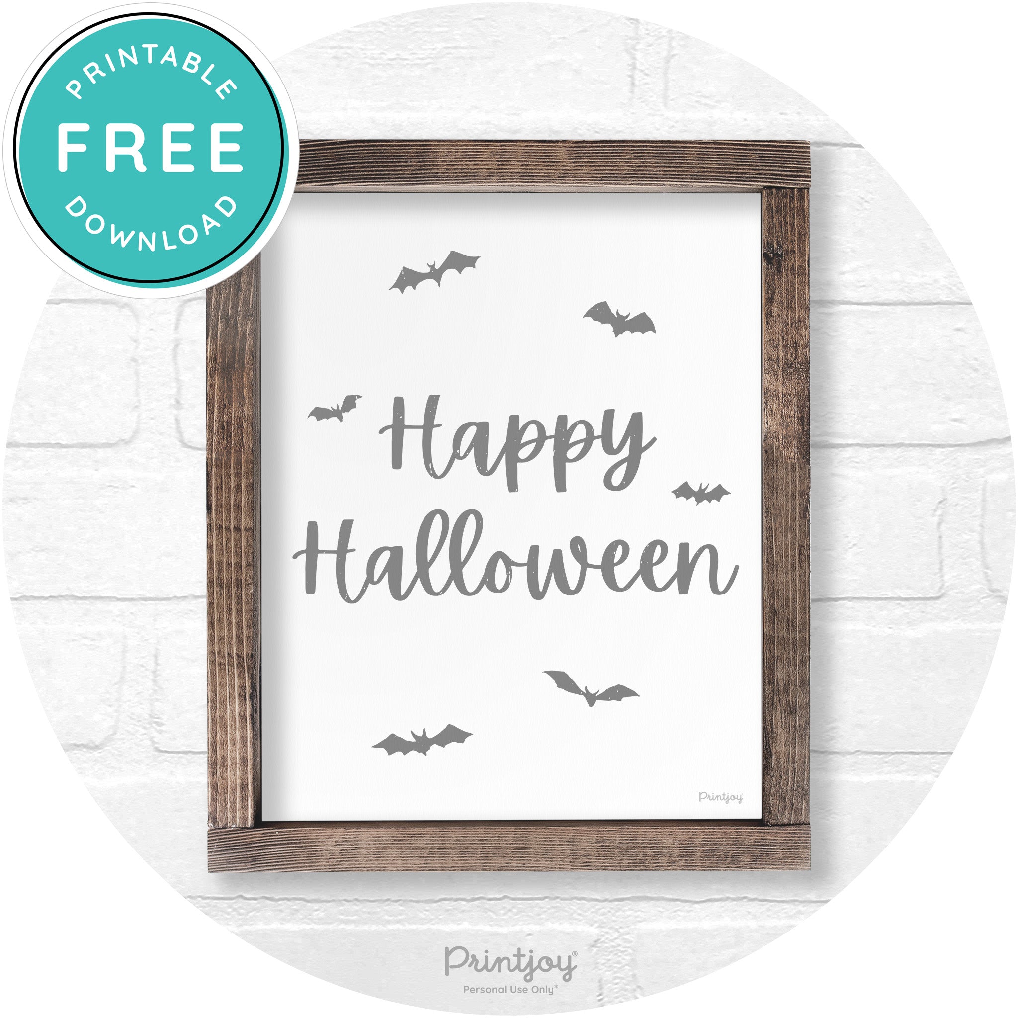 Happy Halloween Bats Rustic Farmhouse Wall Art Free Printable - Printjoy