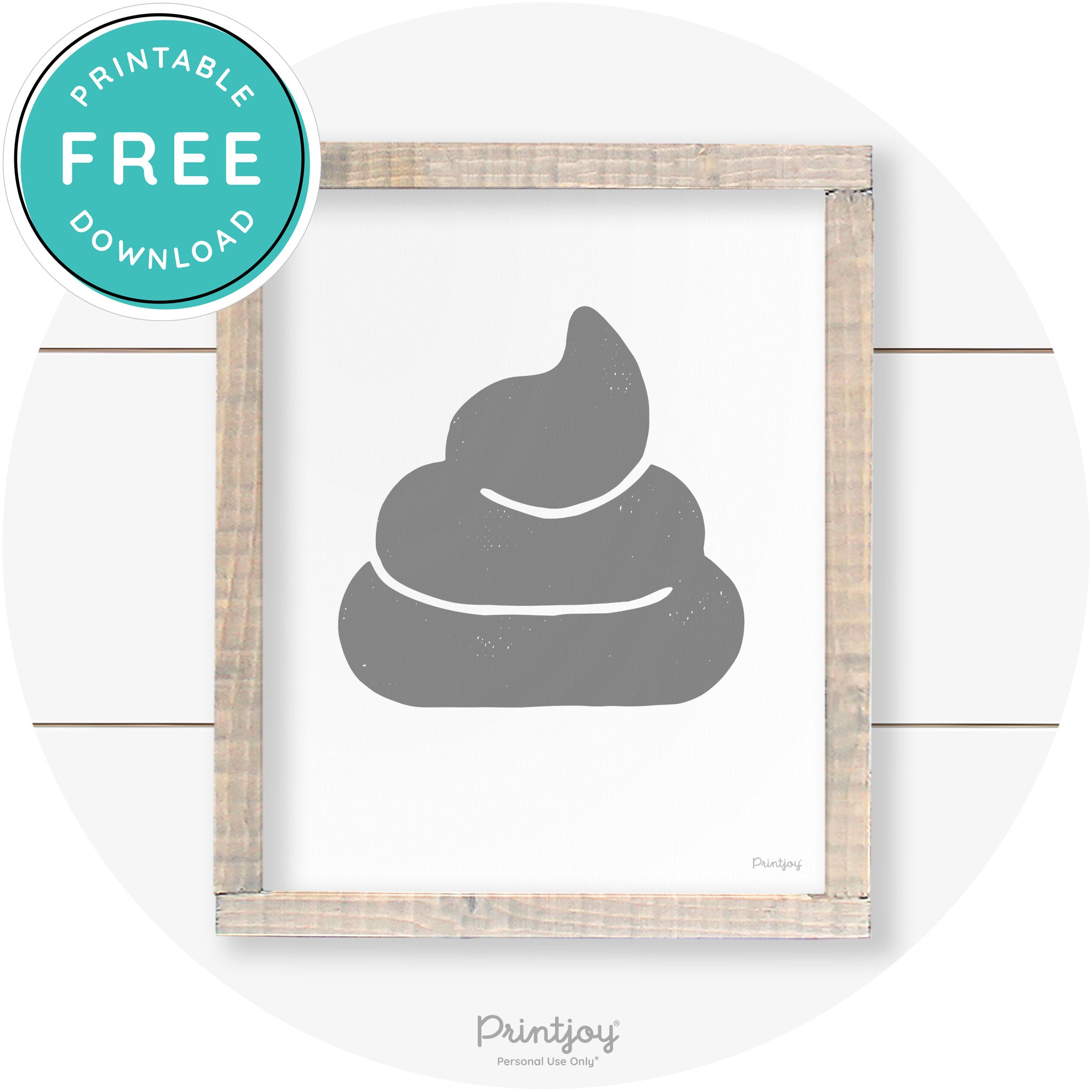 Poop Emoji Silhouette Funny Bathroom Sign Wall Art Free Printable - Printjoy