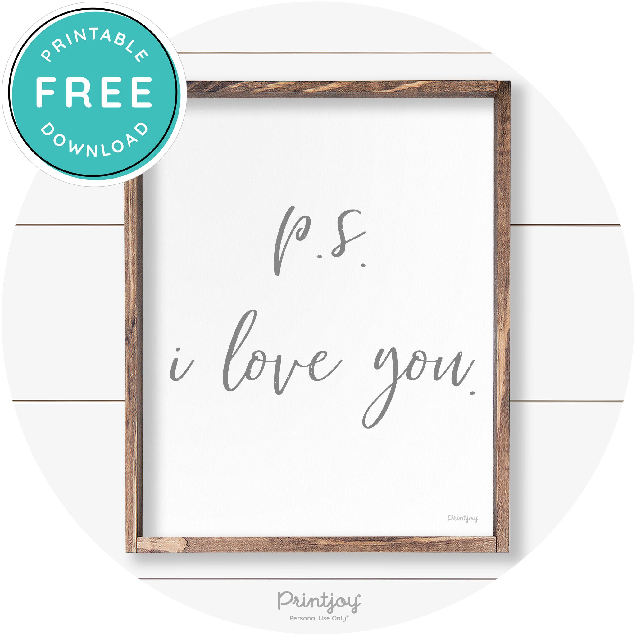 P.S. I Love You Cute Couples Farmhouse Wall Art Decor Free Printable - Printjoy