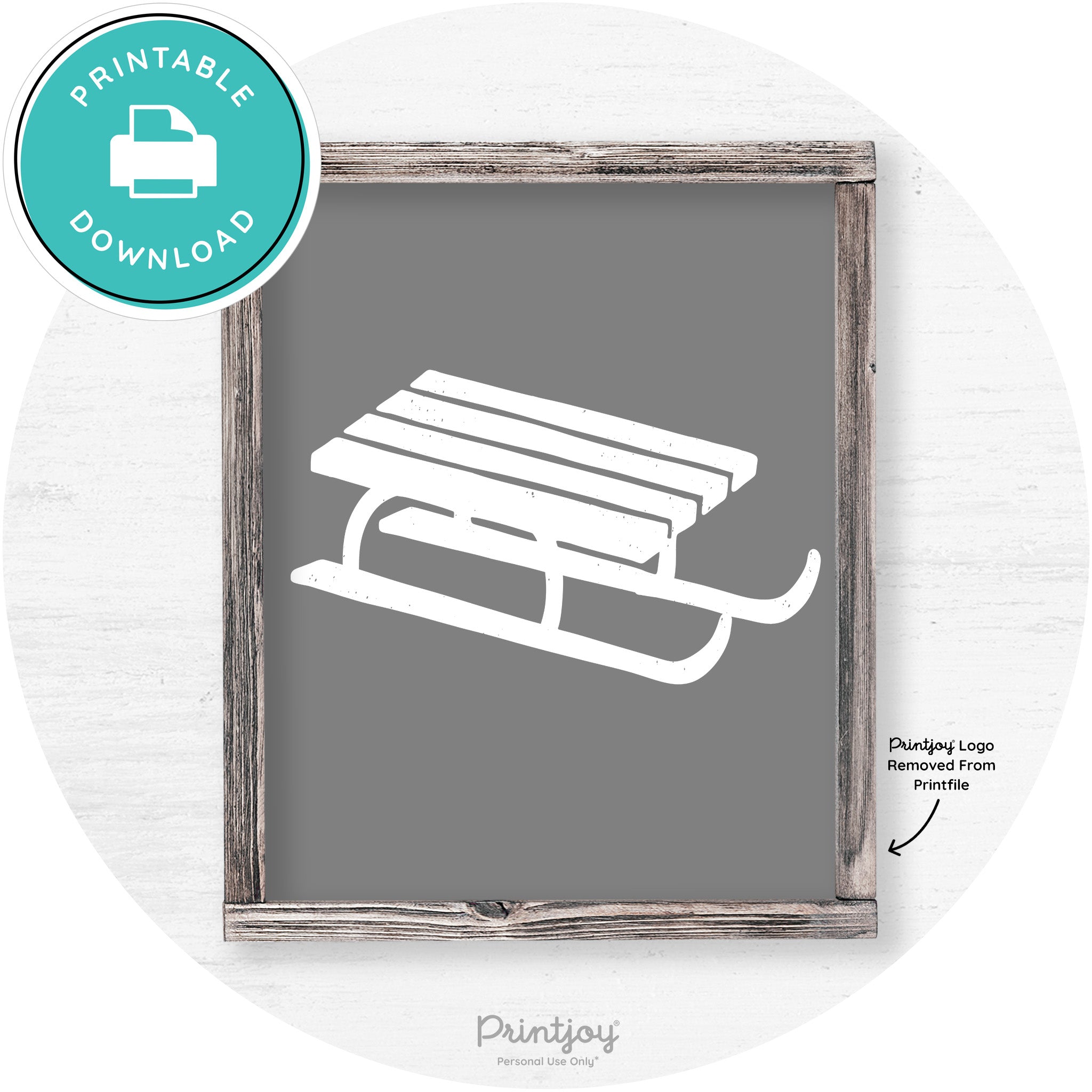 Winter Old Fashioned Sled Rustic Farmhouse Wall Art Free Printable - Printjoy