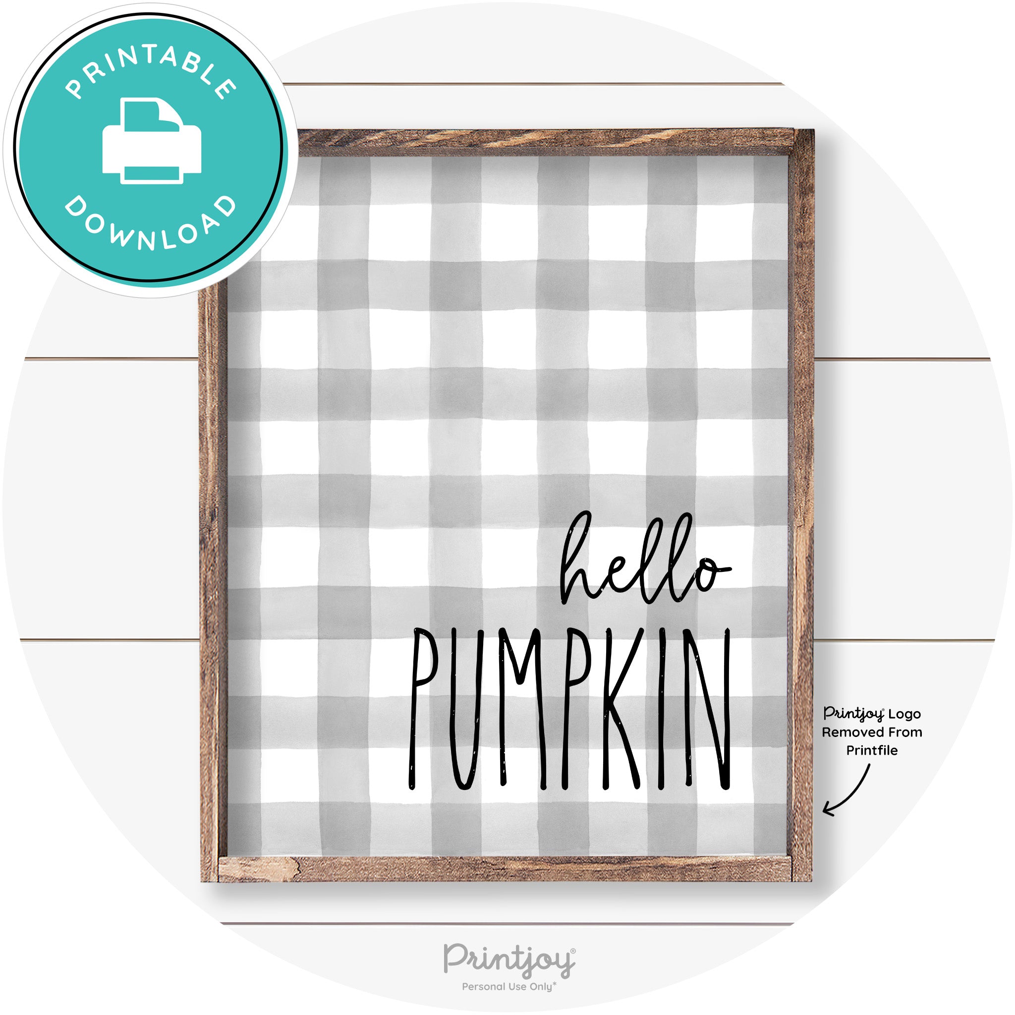 Hello Pumpkin Cute Fun Simple Farmhouse Wall Art Free Printable - Printjoy