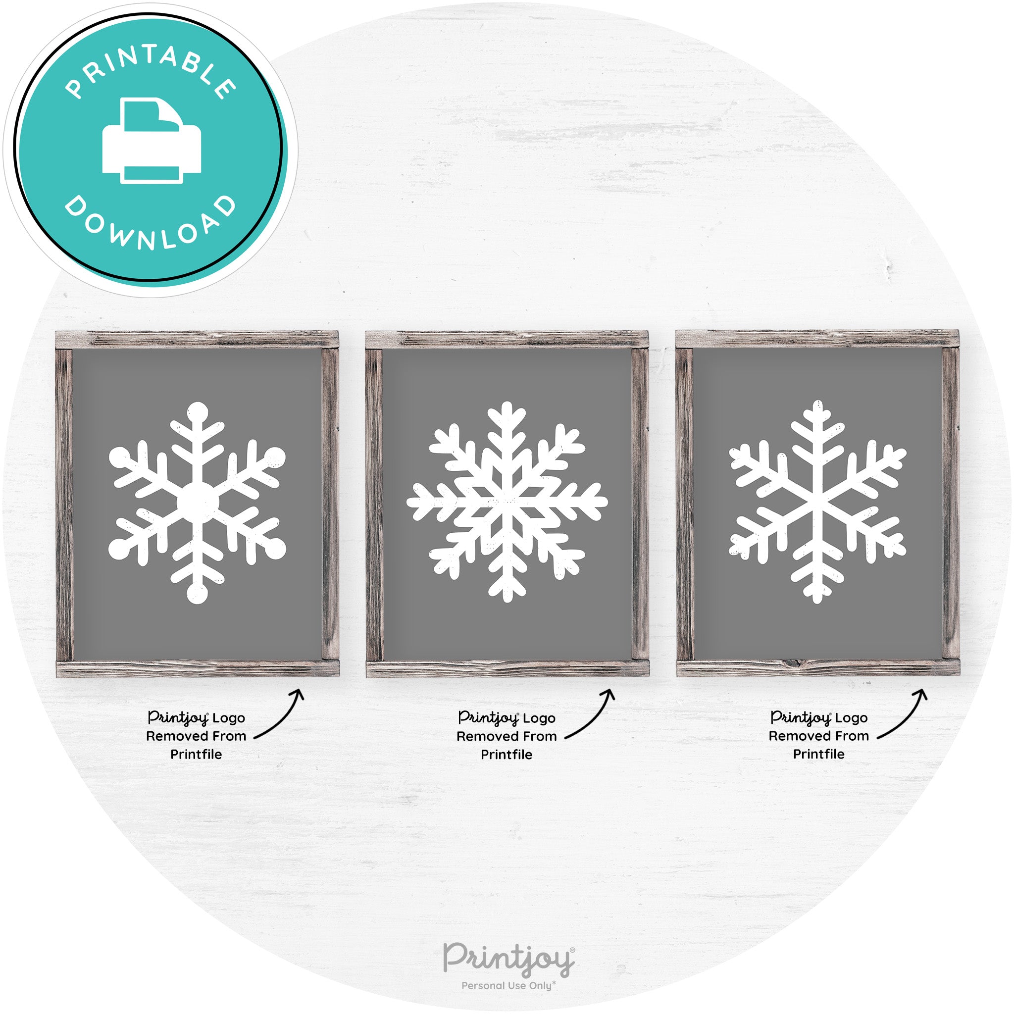 Snowflake Silhouettes Set Of 3 Winter Farmhouse Wall Art Free Printable