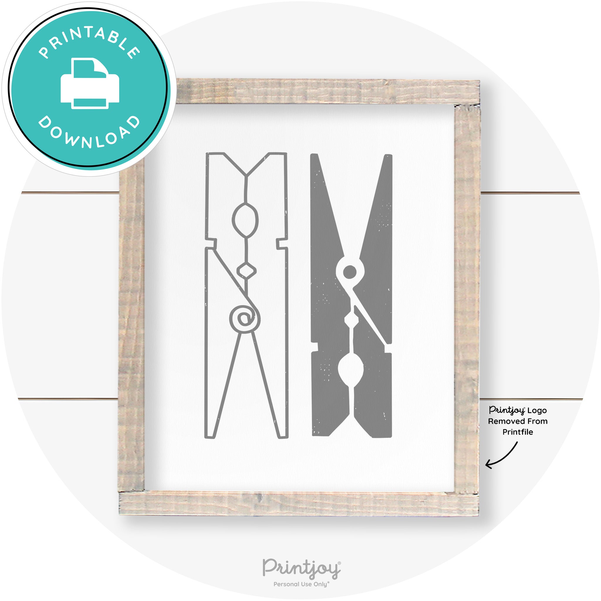 Clothespins Cute Laundry Room Farmhouse Wall Art Free Printable - Printjoy