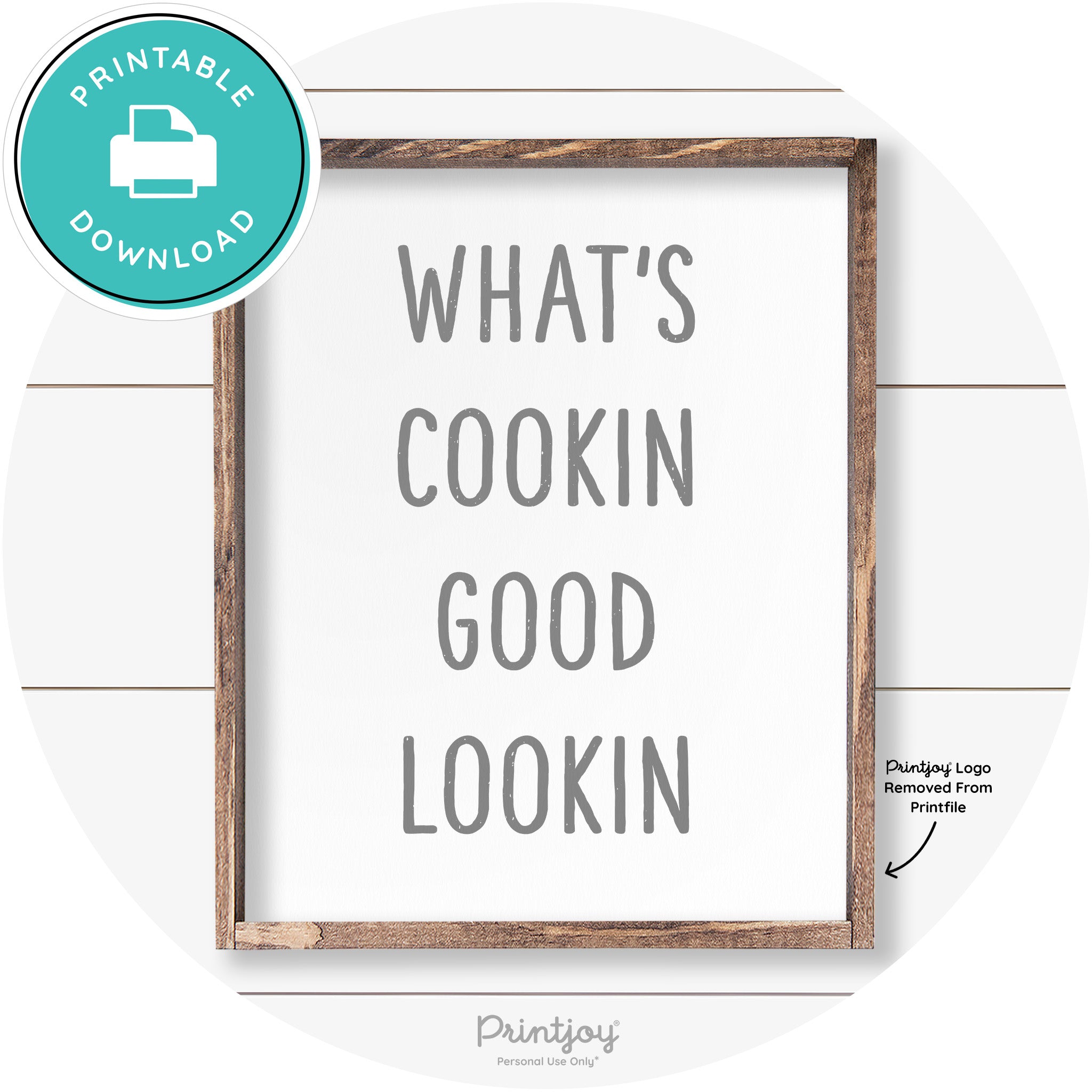 What's Cookin Good Lookin Farmhouse Kitchen Wall Art Free Printable - Printjoy