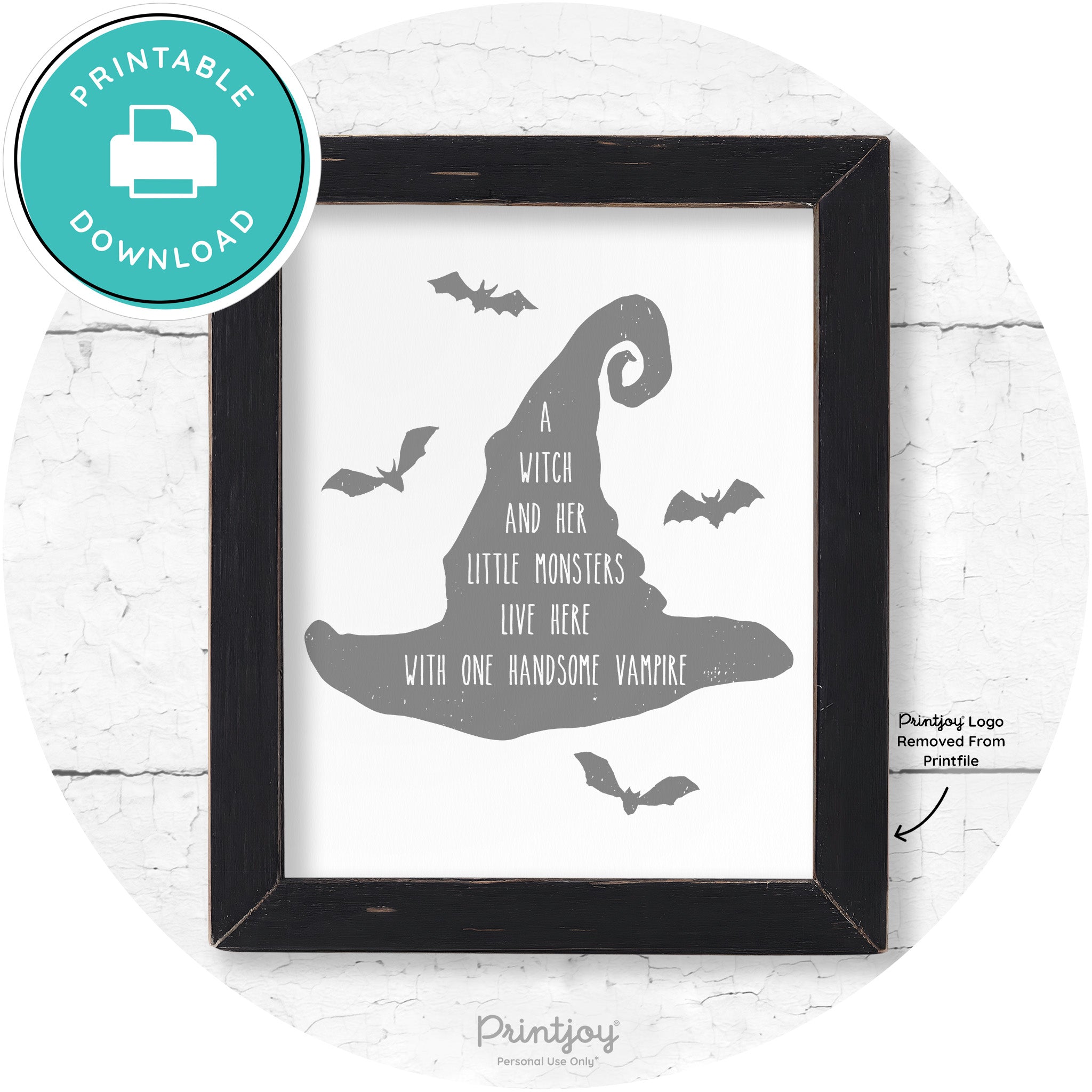 Fun Halloween Family Farmhouse Witch Hat Wall Art Free Printable - Printjoy