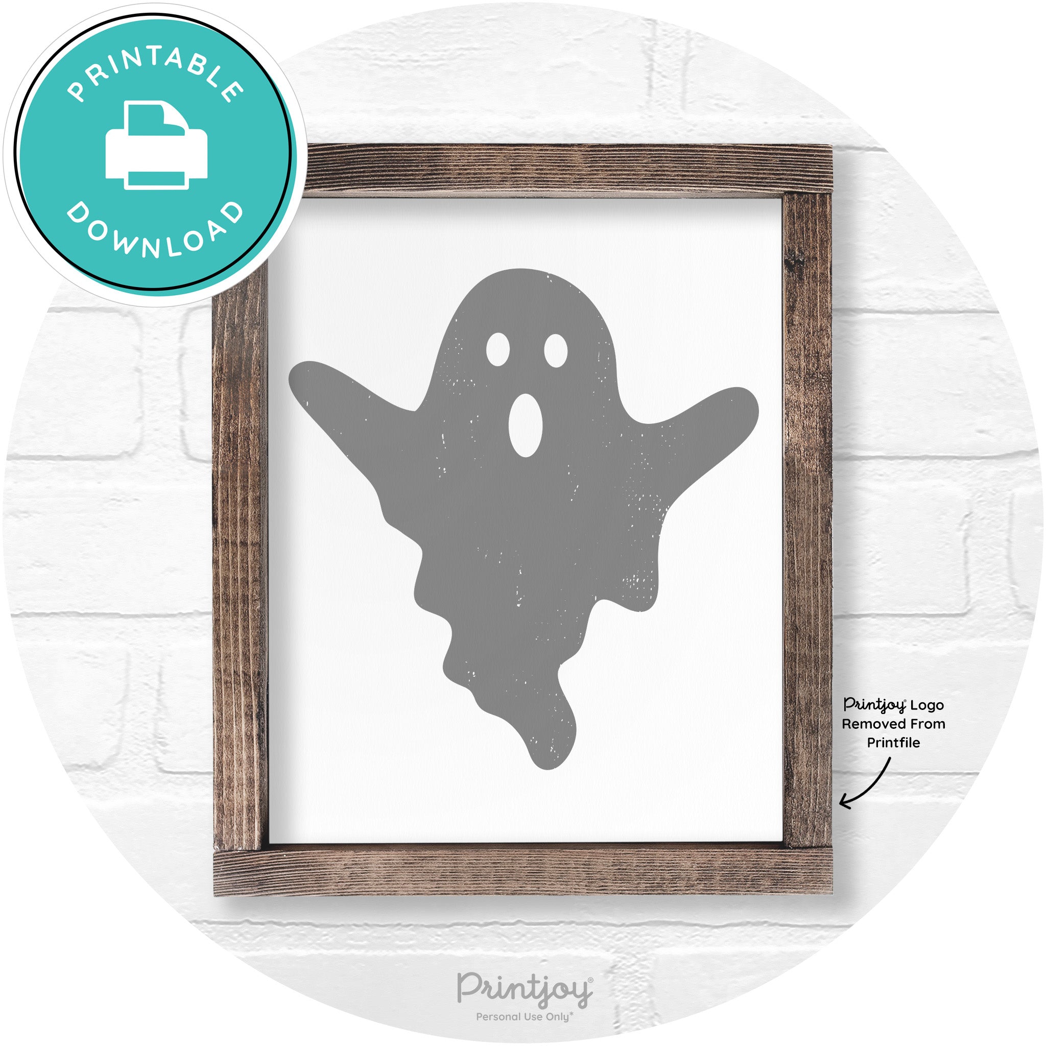 Halloween Cute Ghost Rustic Farmhouse Wall Art Free Printable - Printjoy
