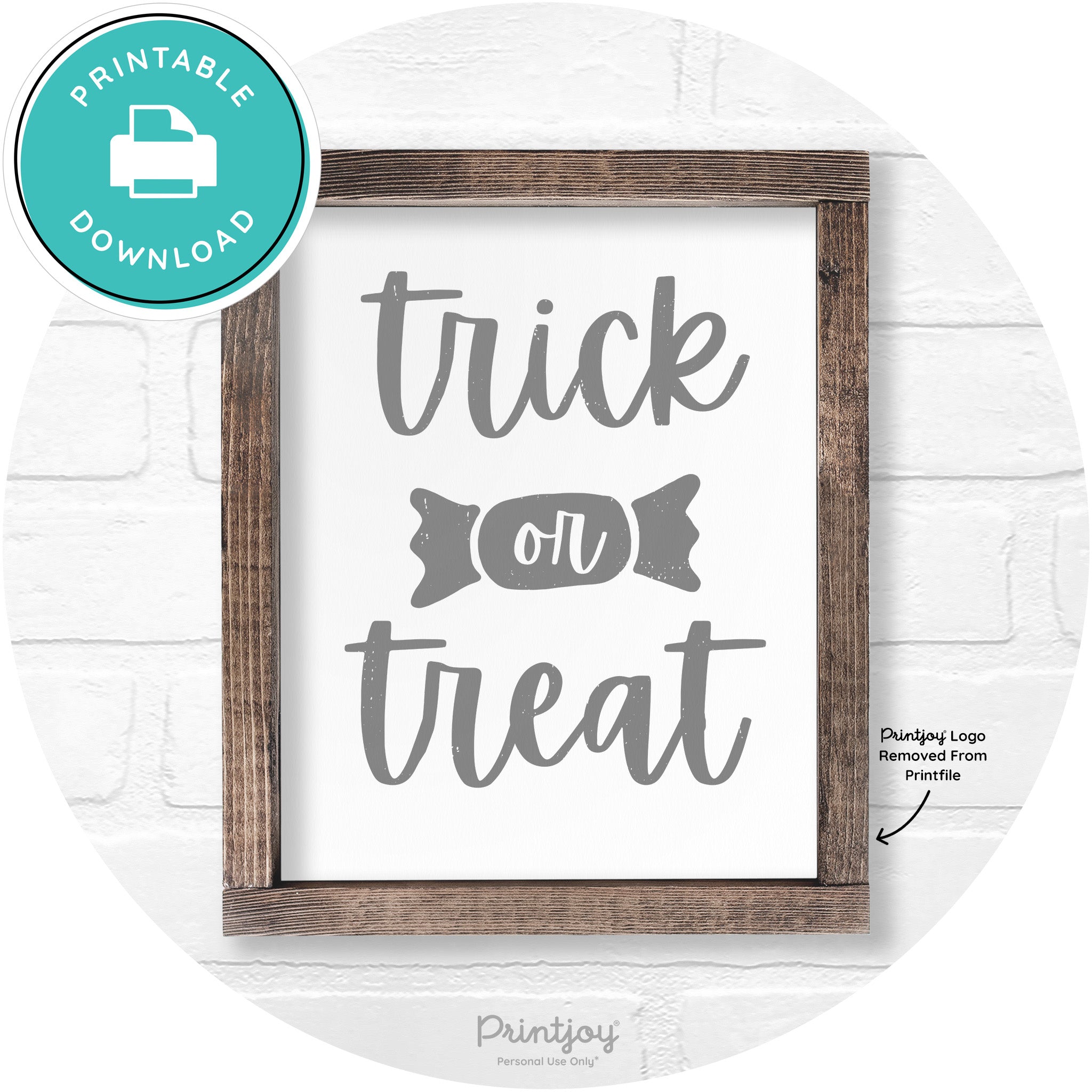 Trick Or Treat Halloween Rustic Farmhouse Wall Art Free Printable - Printjoy