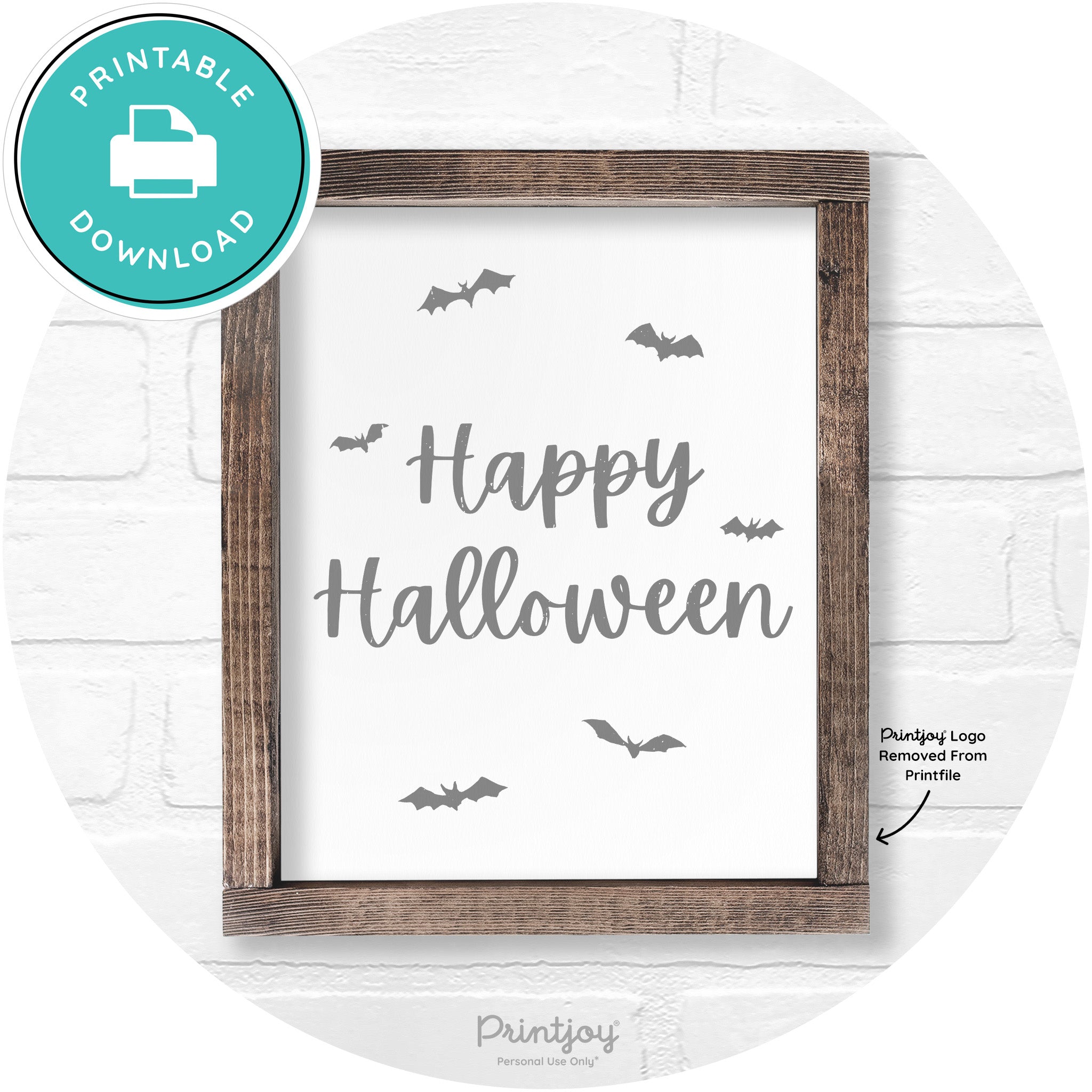Happy Halloween Bats Rustic Farmhouse Wall Art Free Printable - Printjoy