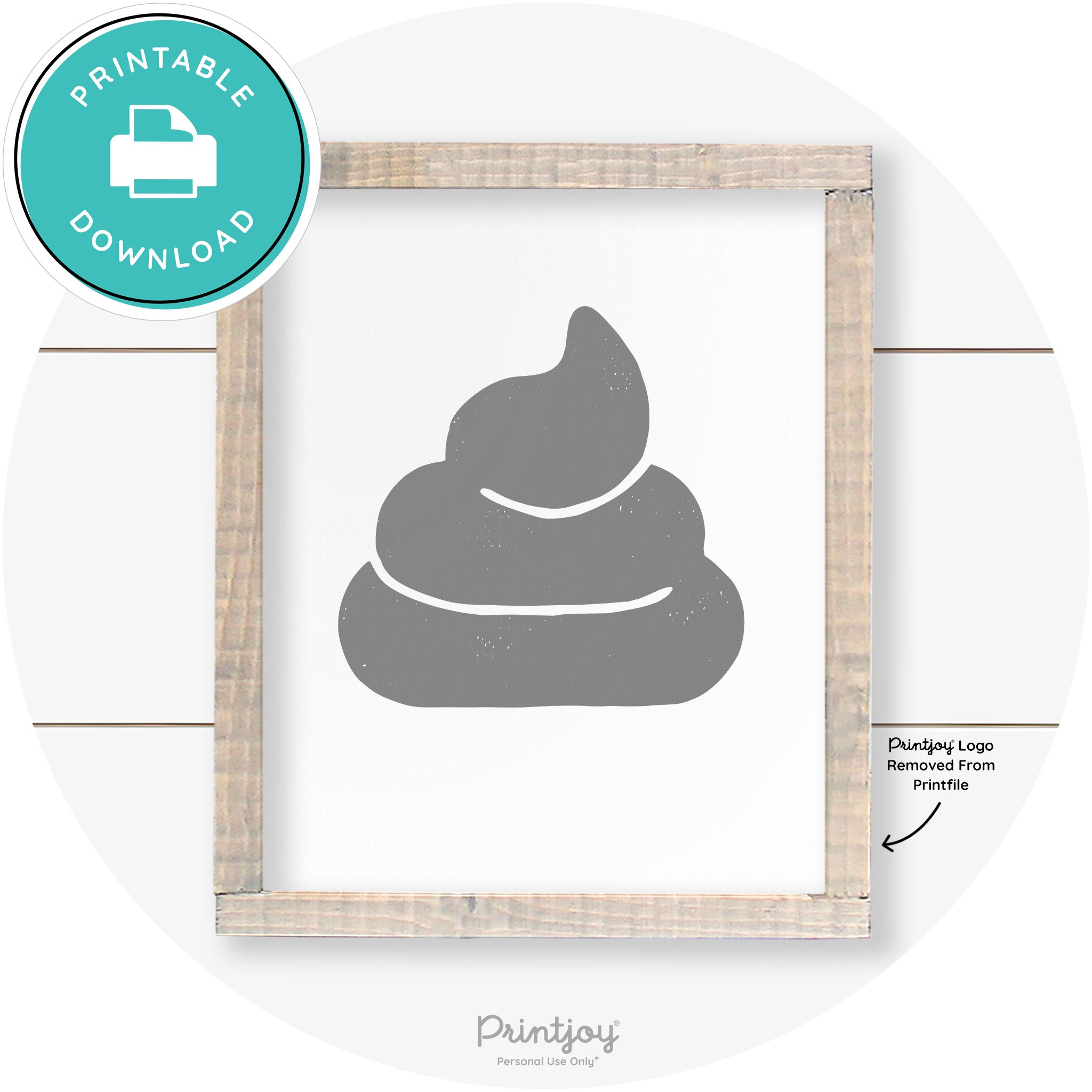 Poop Emoji Silhouette Funny Bathroom Sign Wall Art Free Printable - Printjoy
