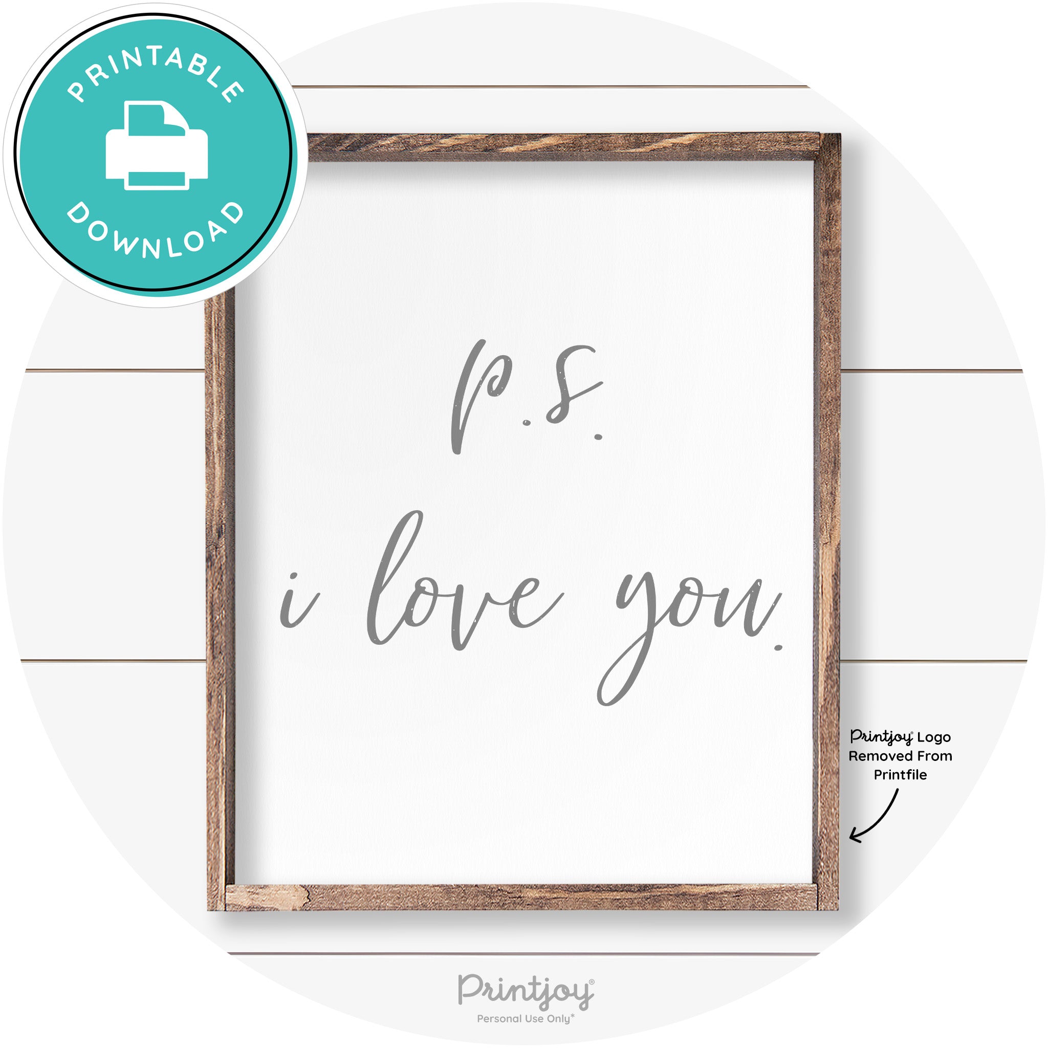 P.S. I Love You Cute Couples Farmhouse Wall Art Decor Free Printable - Printjoy