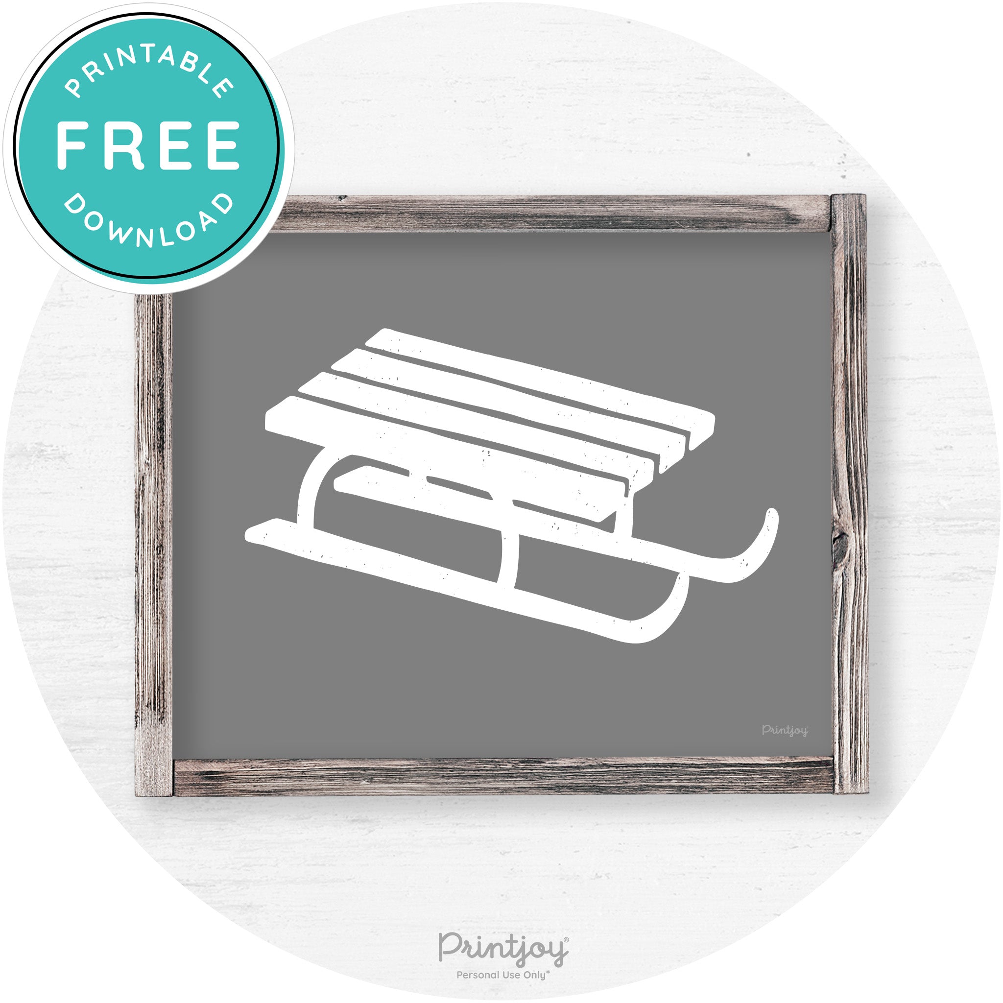 Winter Old Fashioned Sled Rustic Farmhouse Wall Art Free Printable - Printjoy