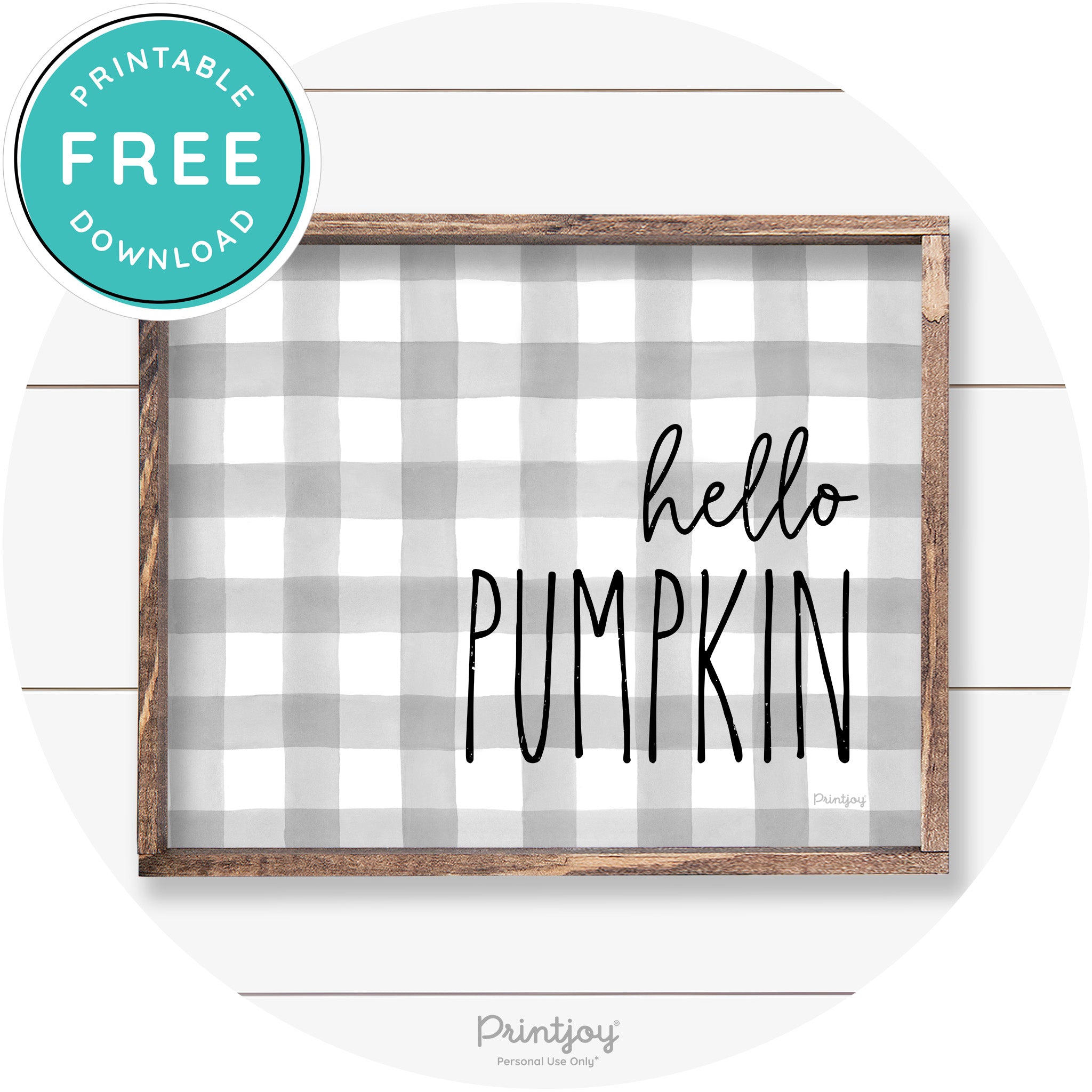 Hello Pumpkin Cute Fun Simple Farmhouse Wall Art Free Printable - Printjoy