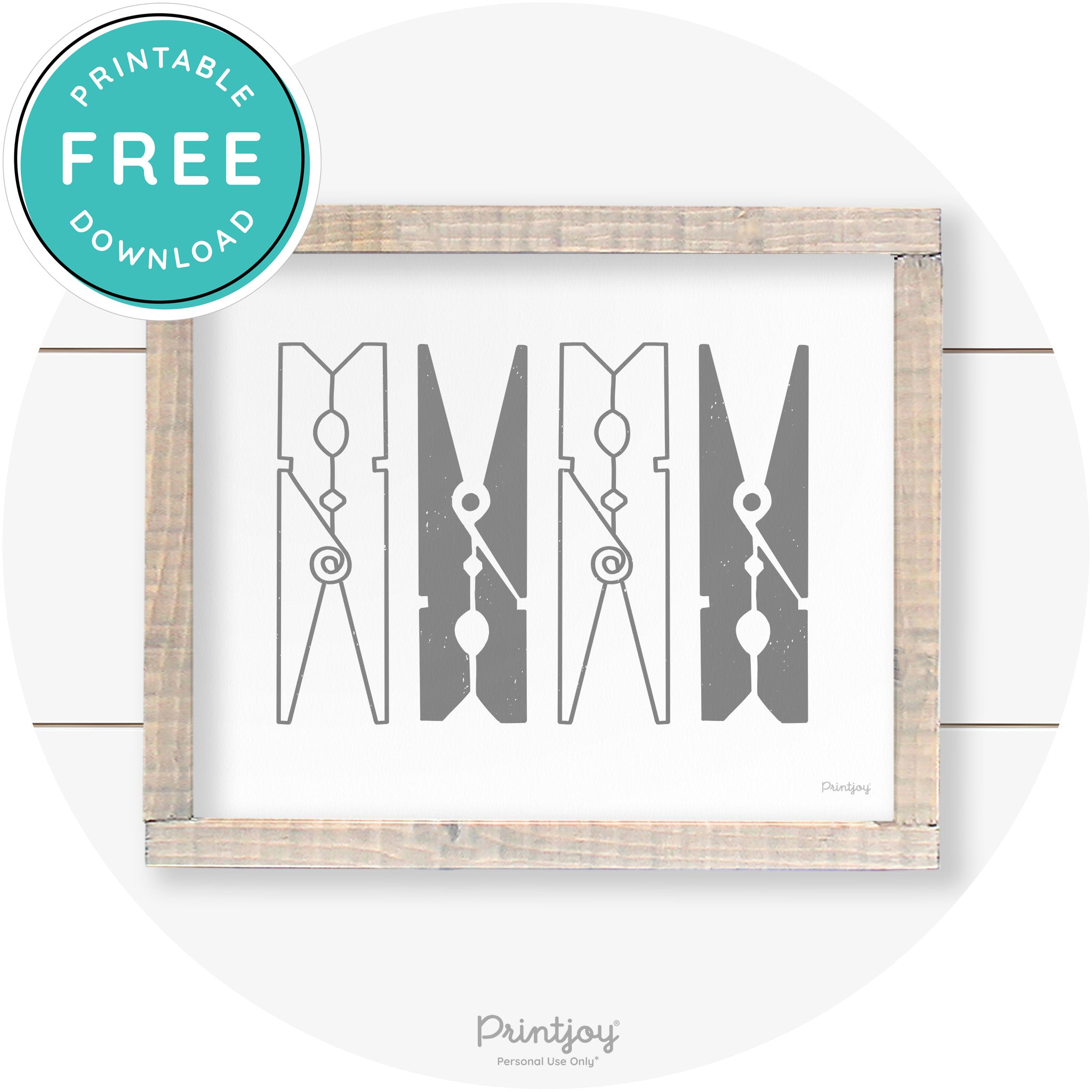 Clothespins Cute Laundry Room Farmhouse Wall Art Free Printable - Printjoy