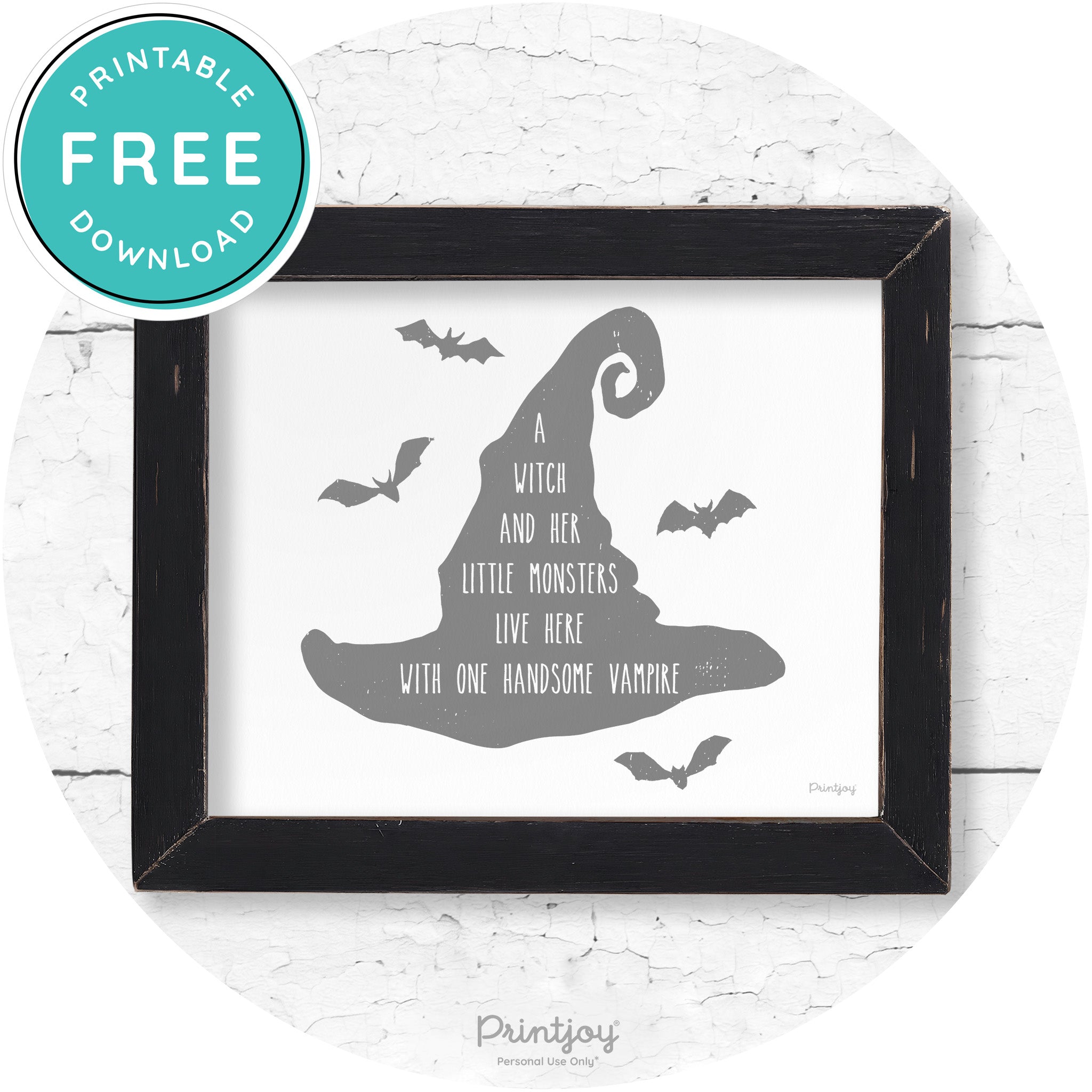 Fun Halloween Family Farmhouse Witch Hat Wall Art Free Printable - Printjoy