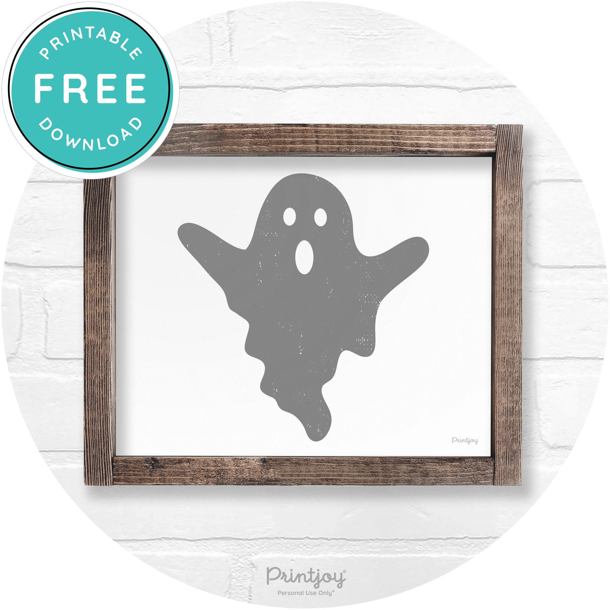 Halloween Cute Ghost Rustic Farmhouse Wall Art Free Printable - Printjoy