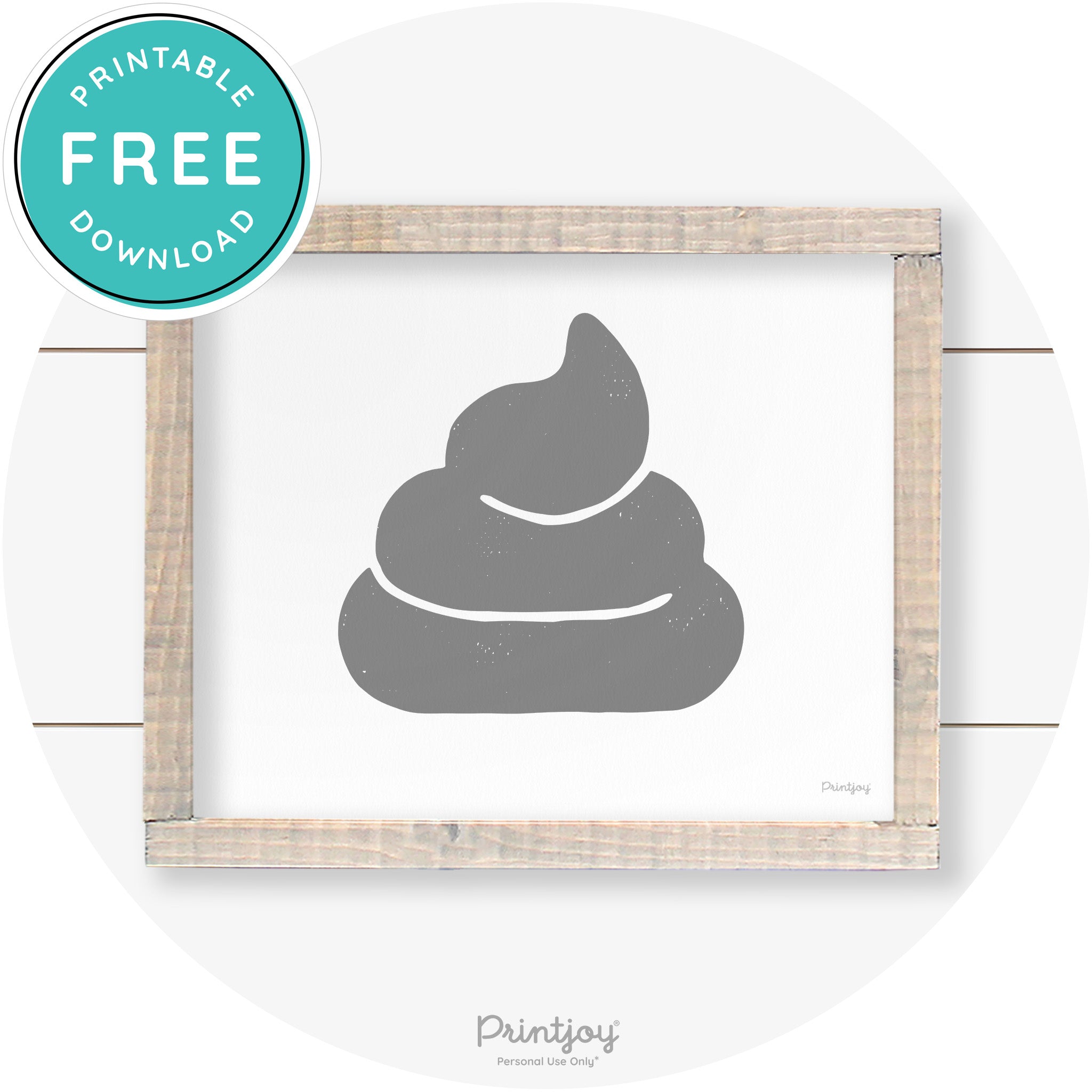 Poop Emoji Silhouette Funny Bathroom Sign Wall Art Free Printable - Printjoy