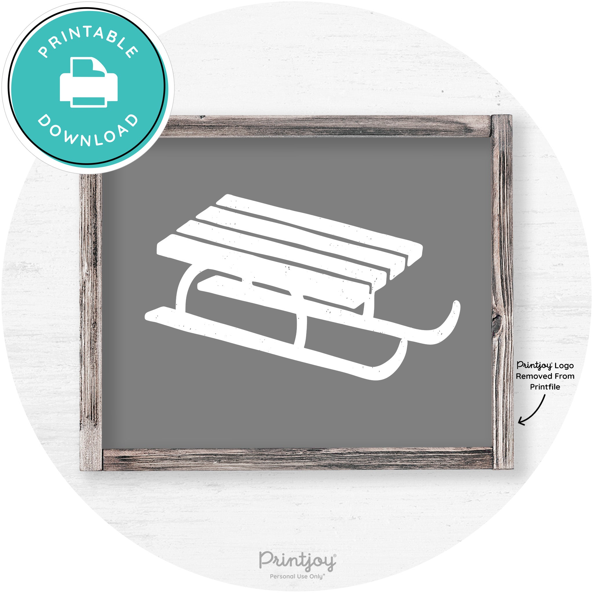 Winter Old Fashioned Sled Rustic Farmhouse Wall Art Free Printable - Printjoy
