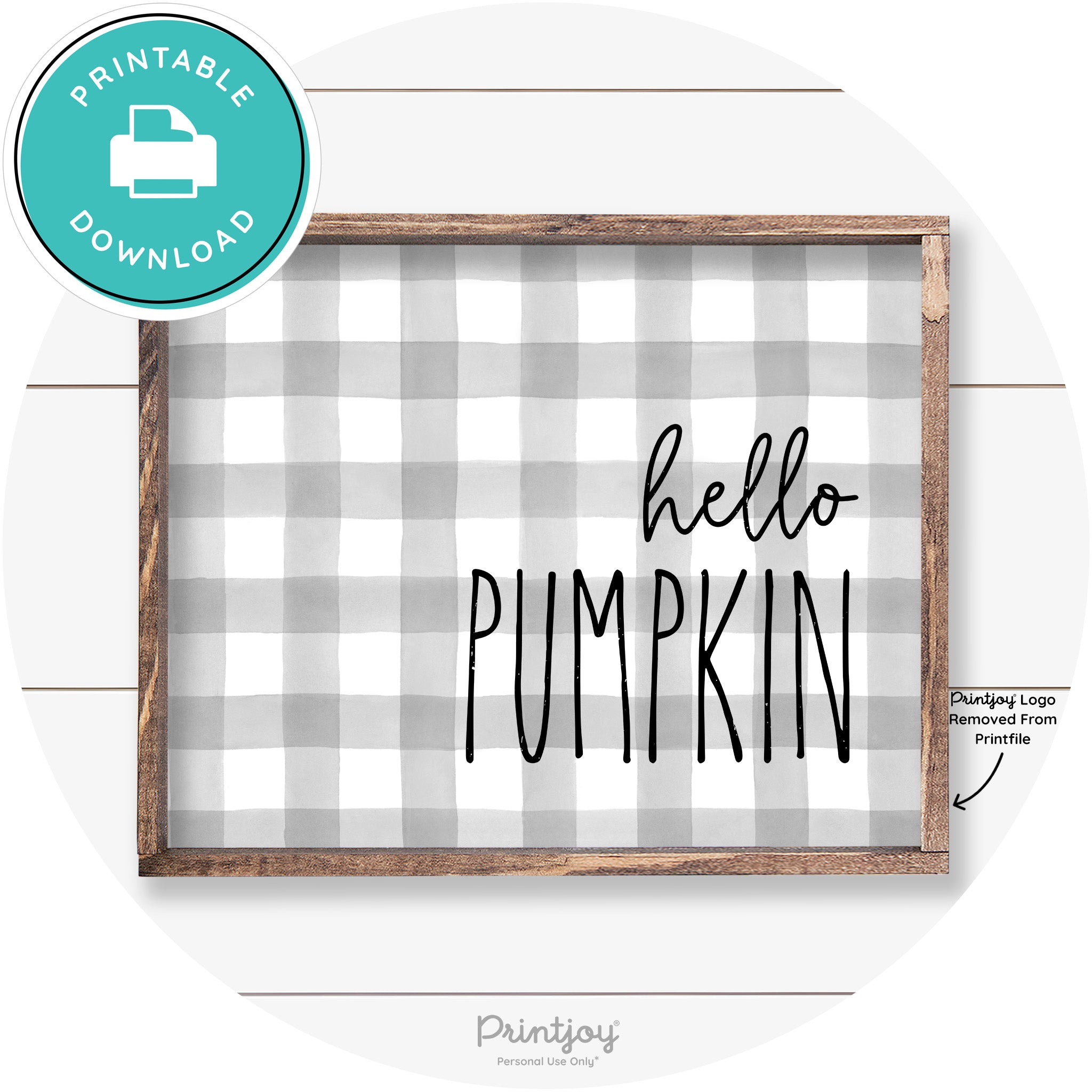 Hello Pumpkin Cute Fun Simple Farmhouse Wall Art Free Printable - Printjoy