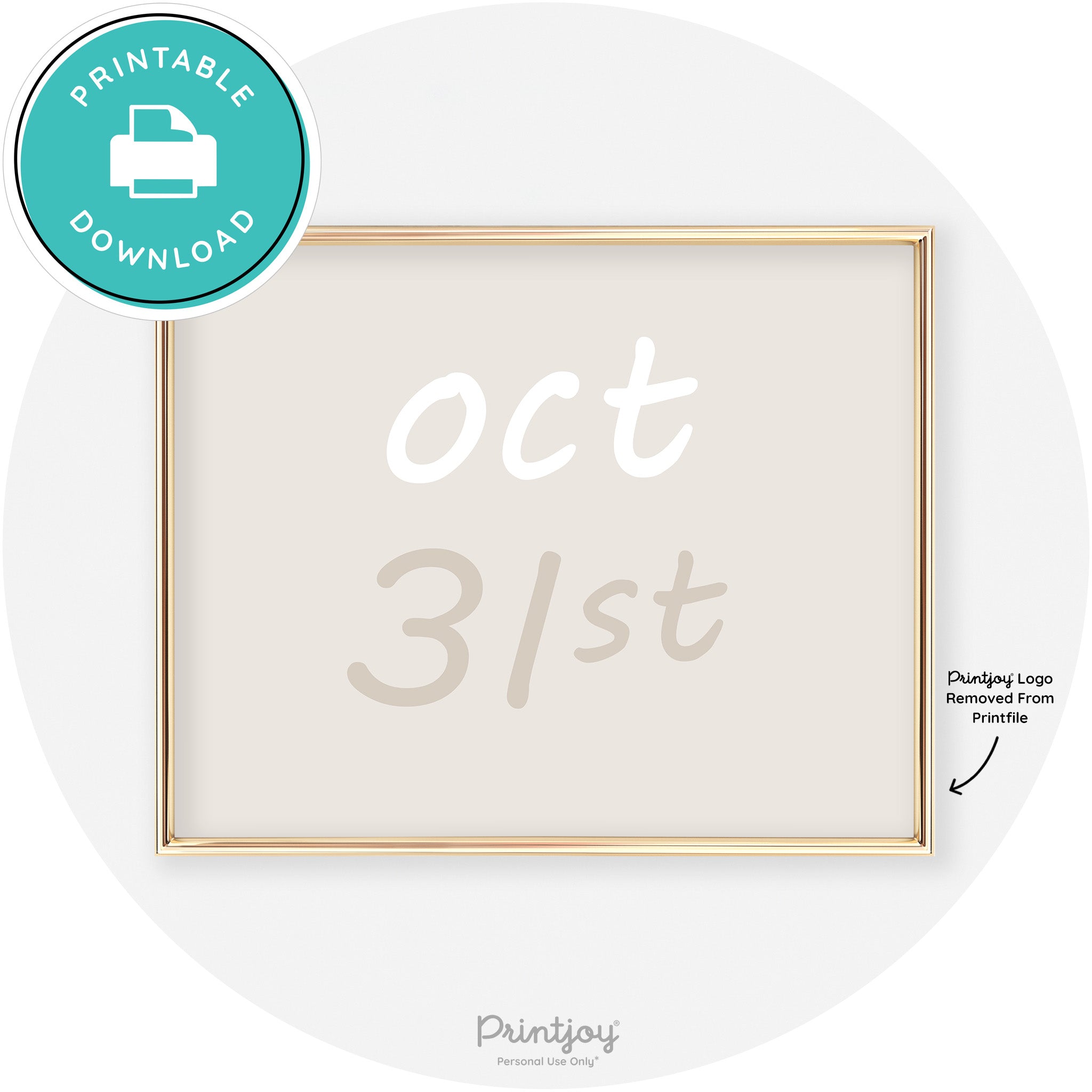 October 31st Cute Chic Halloween Sign Wall Art Decor Free Printable - Printjoy