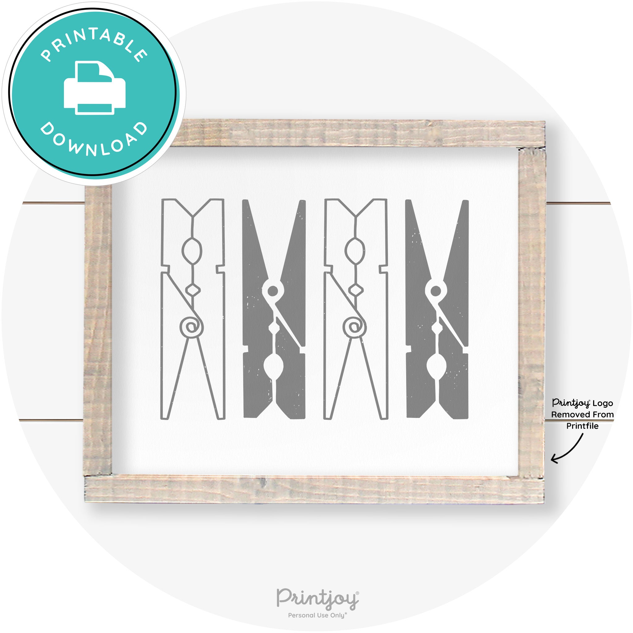Clothespins Cute Laundry Room Farmhouse Wall Art Free Printable - Printjoy