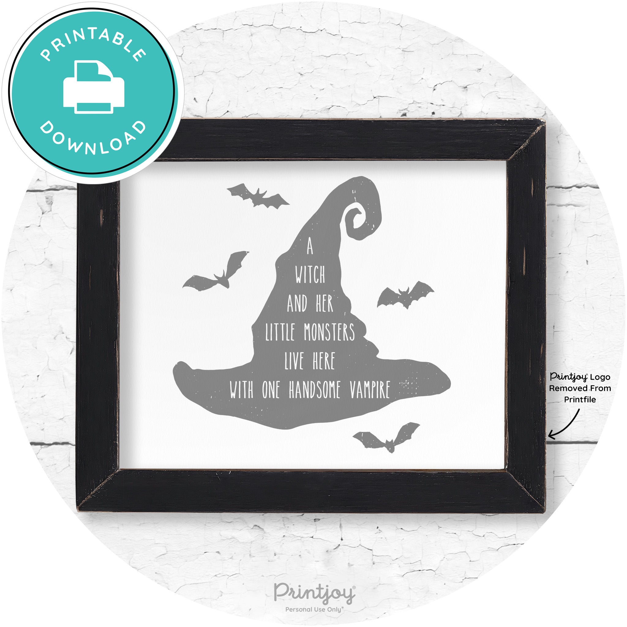 Fun Halloween Family Farmhouse Witch Hat Wall Art Free Printable - Printjoy