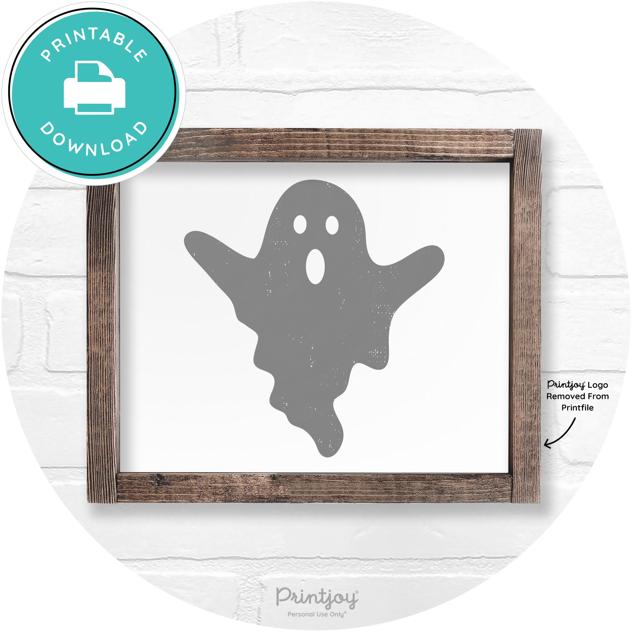 Halloween Cute Ghost Rustic Farmhouse Wall Art Free Printable - Printjoy