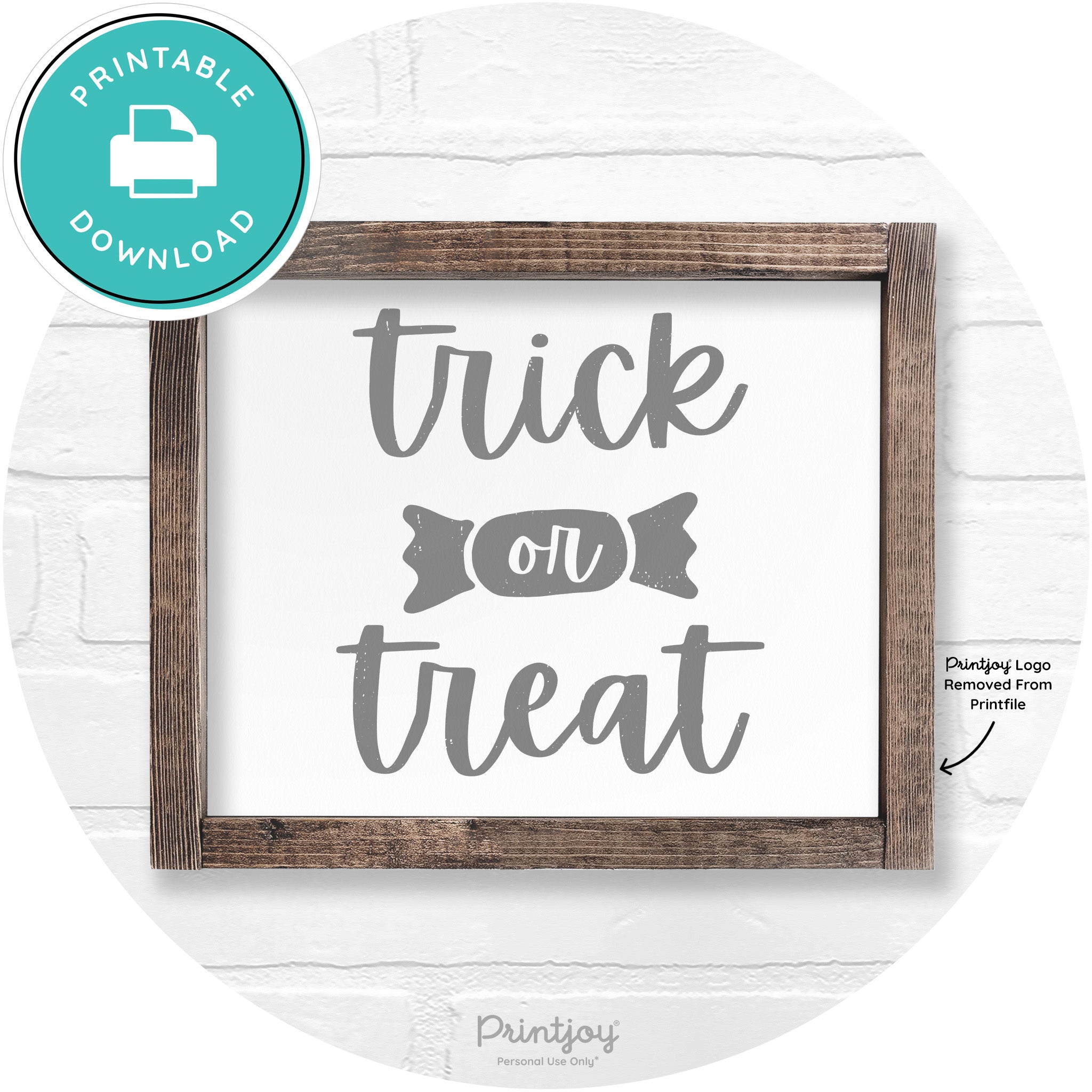 Trick Or Treat Halloween Rustic Farmhouse Wall Art Free Printable - Printjoy
