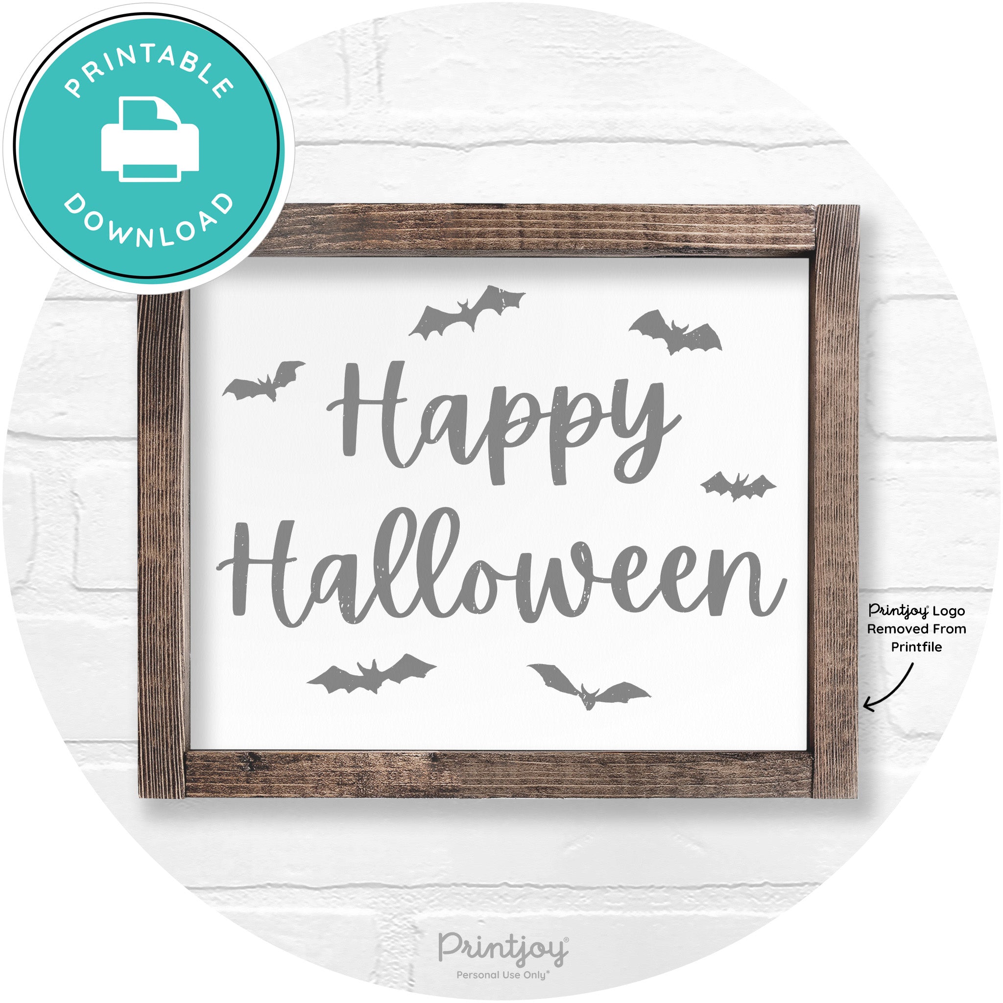 Happy Halloween Bats Rustic Farmhouse Wall Art Free Printable - Printjoy