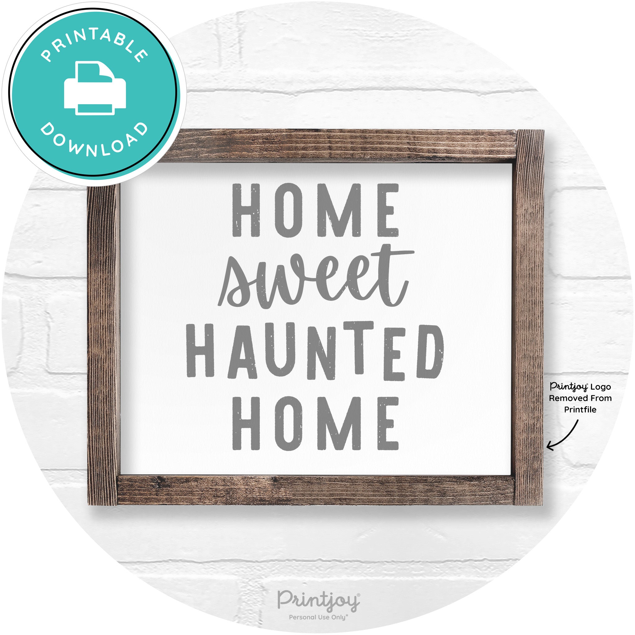 Home Sweet Haunted Home Rustic Halloween Wall Art Free Printable - Printjoy