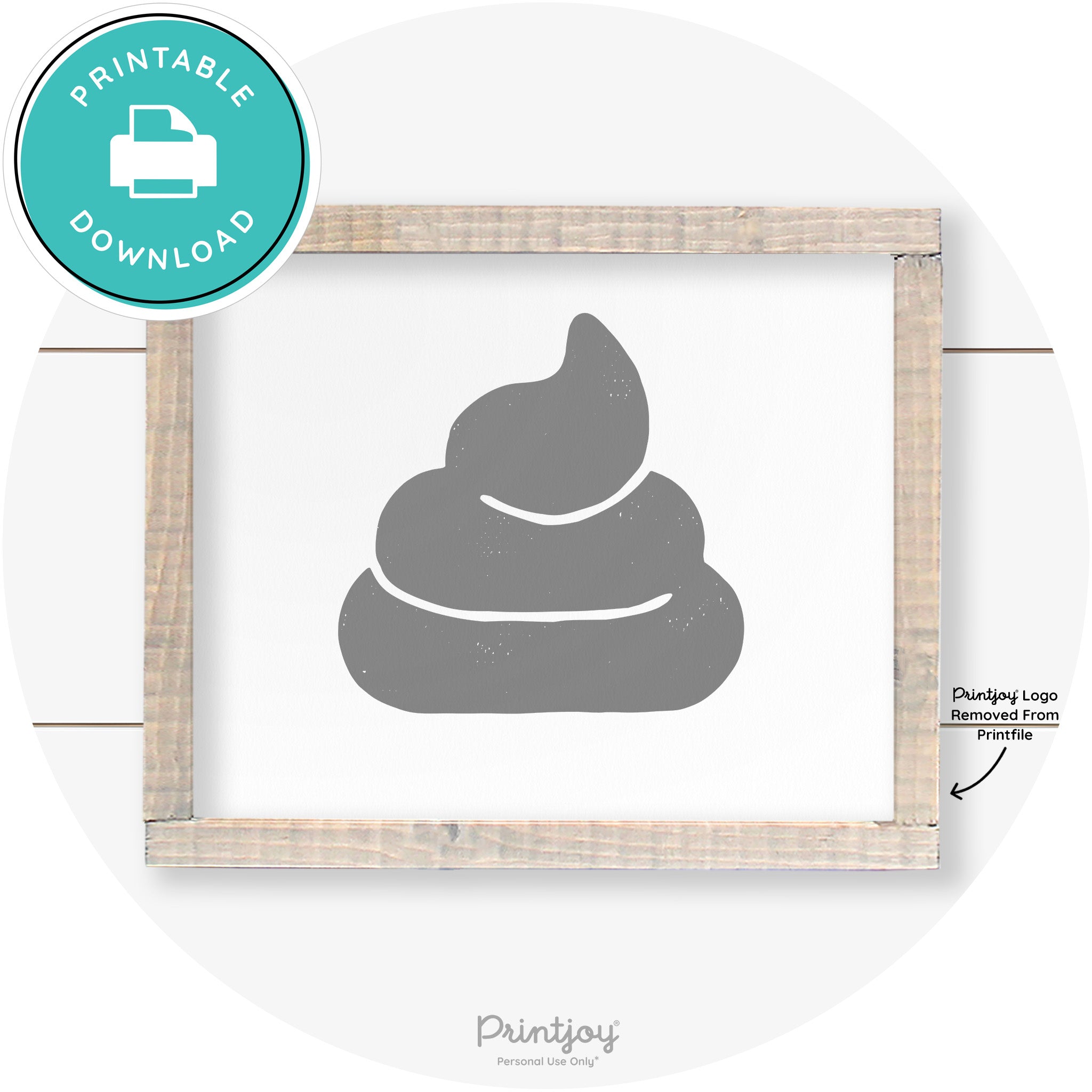 Poop Emoji Silhouette Funny Bathroom Sign Wall Art Free Printable - Printjoy