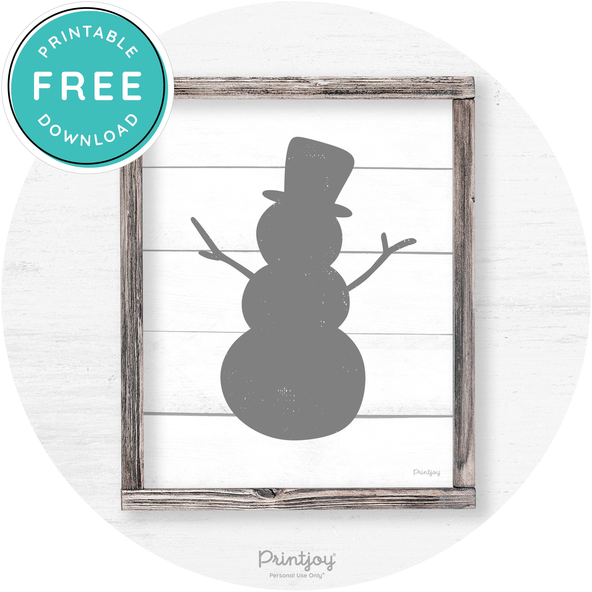 Snowman Silhouette Winter Farmhouse Wall Art Decor Free Printable - Printjoy